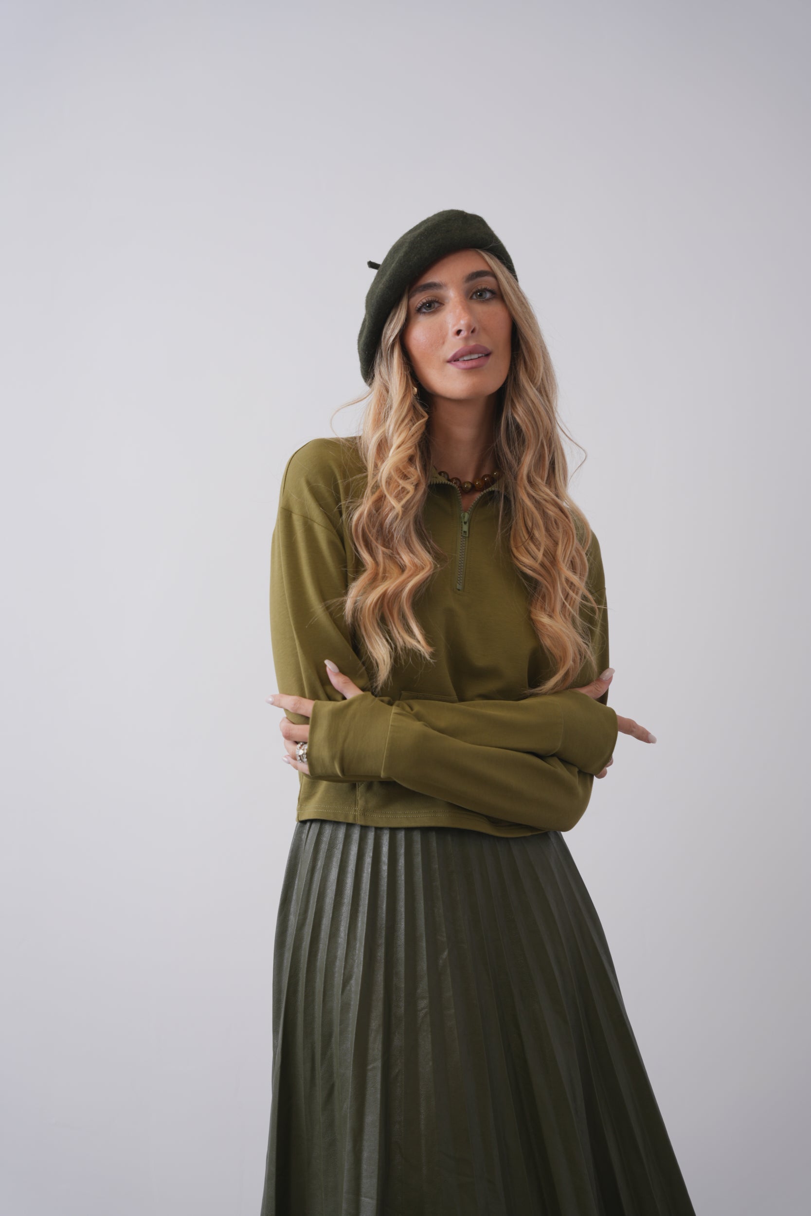 Crop Collared Sweatshirt