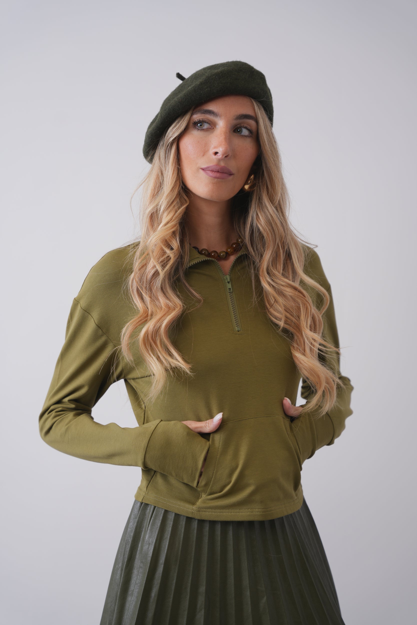 Crop Collared Sweatshirt