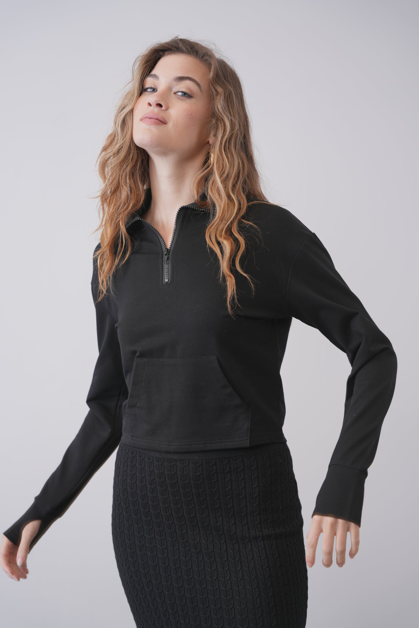 Crop Collared Sweatshirt