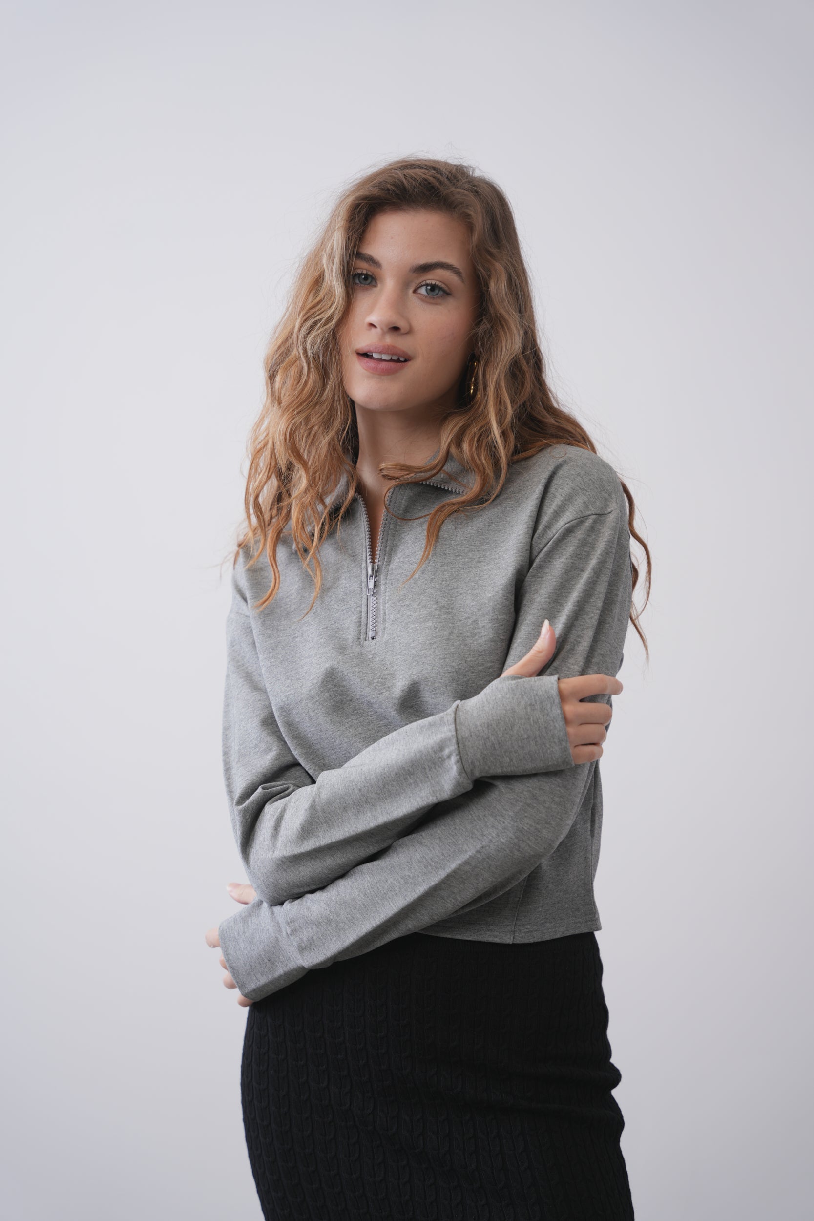 Crop Collared Sweatshirt