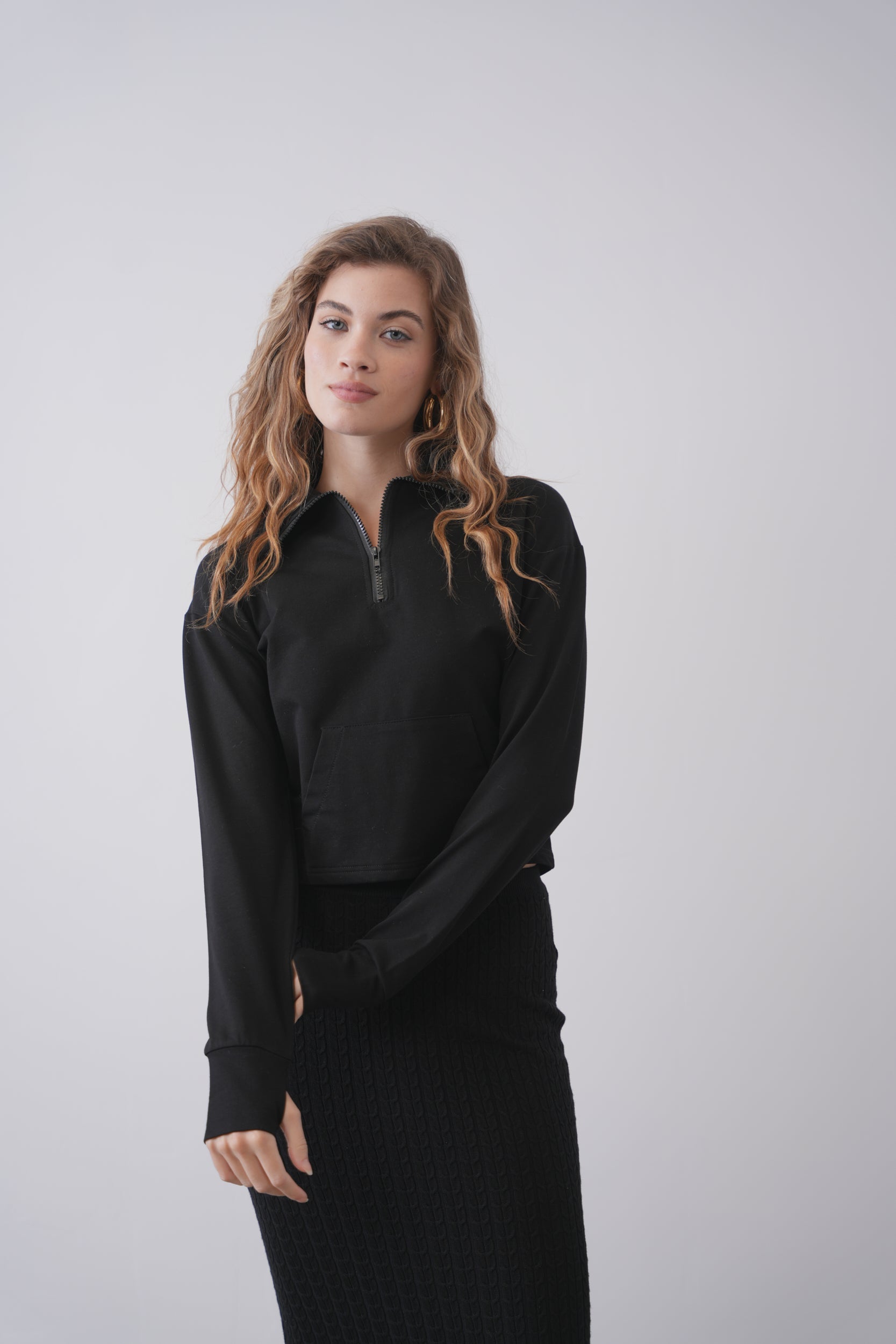 Crop Collared Sweatshirt