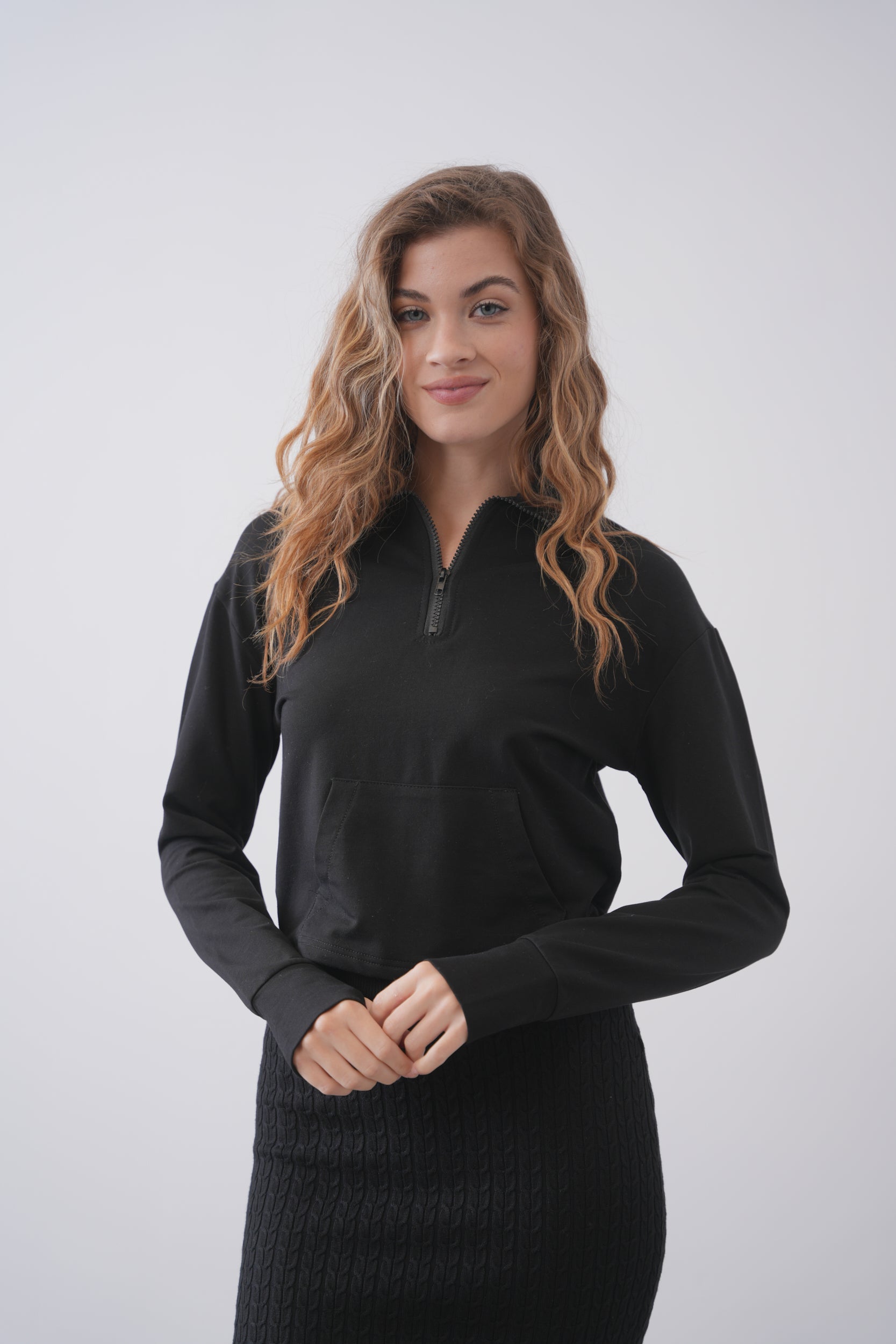 Crop Collared Sweatshirt