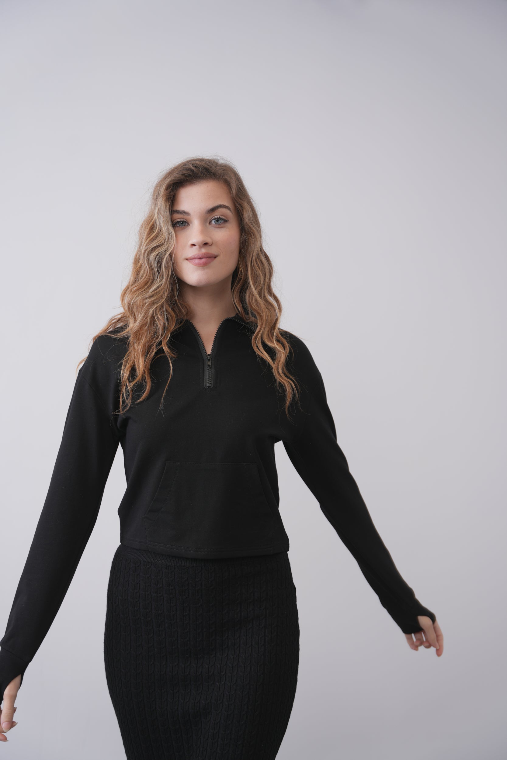 Crop Collared Sweatshirt