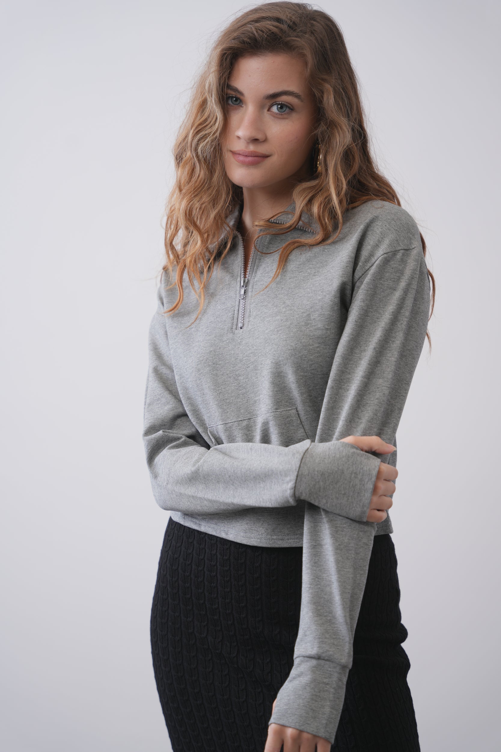 Crop Collared Sweatshirt