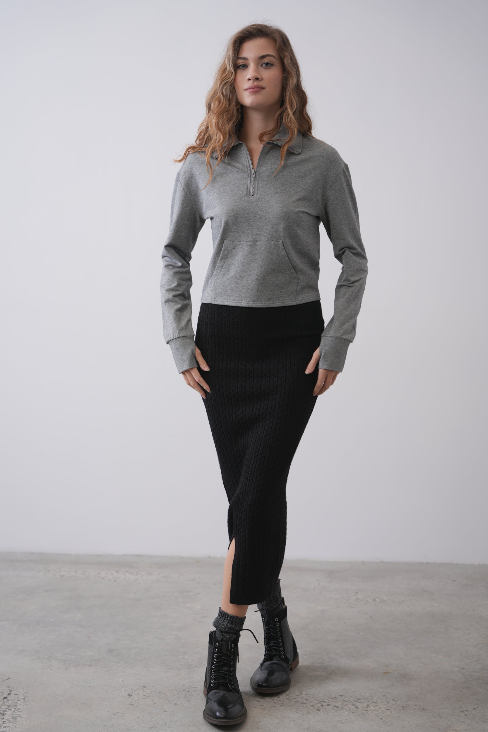 Crop Collared Sweatshirt