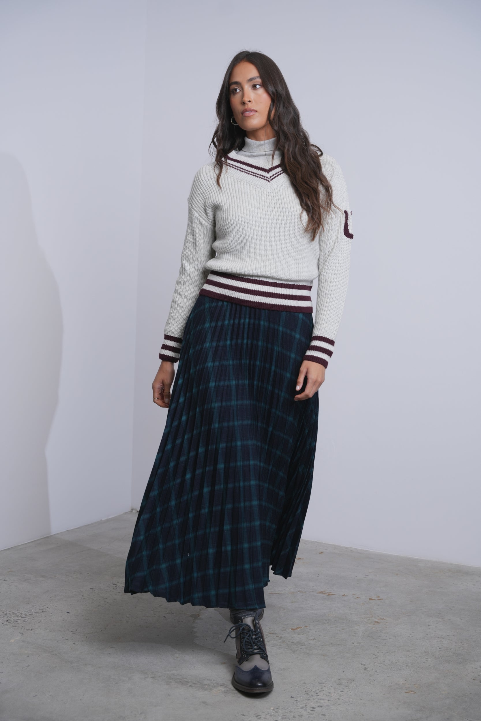 Accordion Plaid Skirt