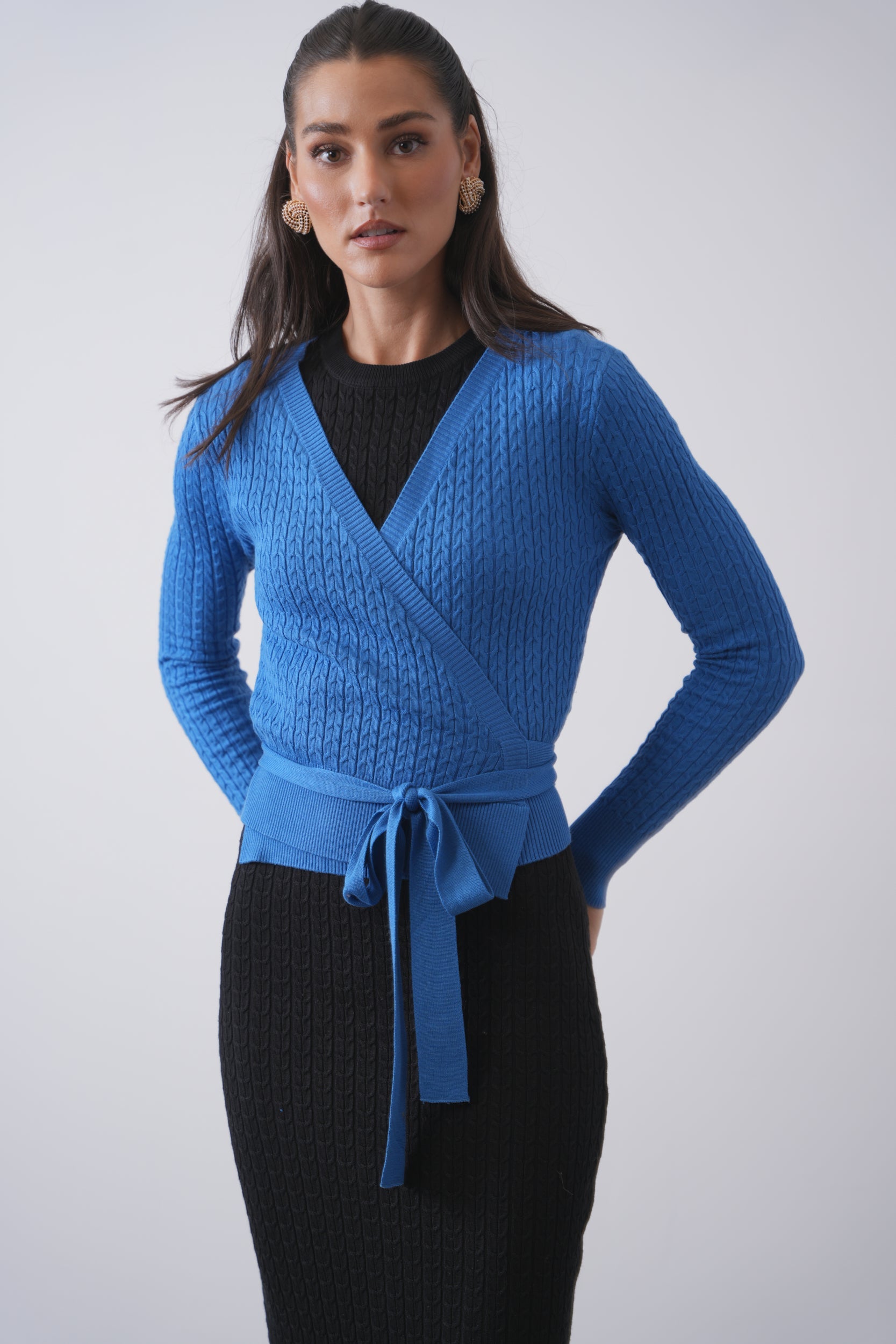 Cable Knit Wrap Sweater