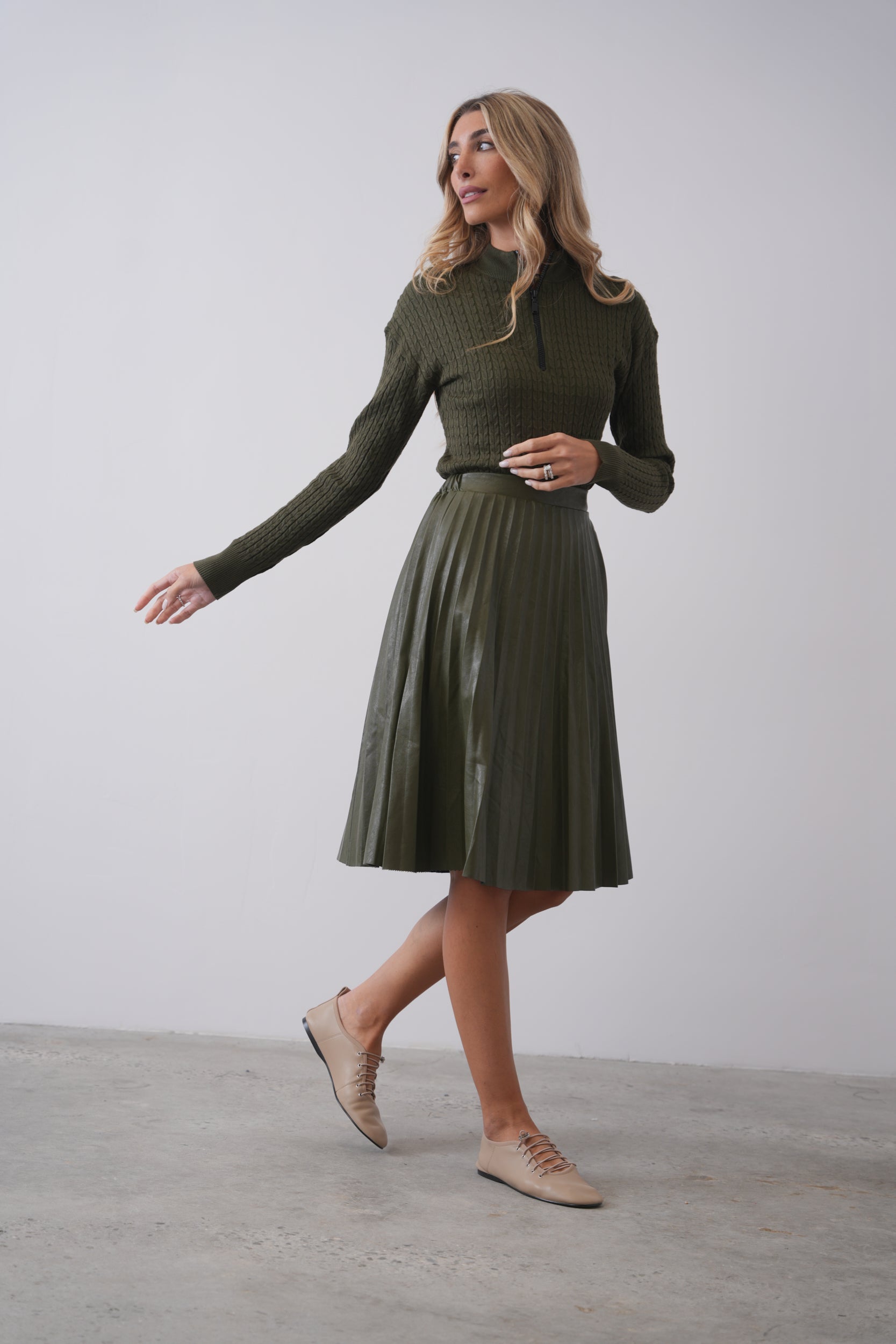 Cable Knit Half Zip Sweater