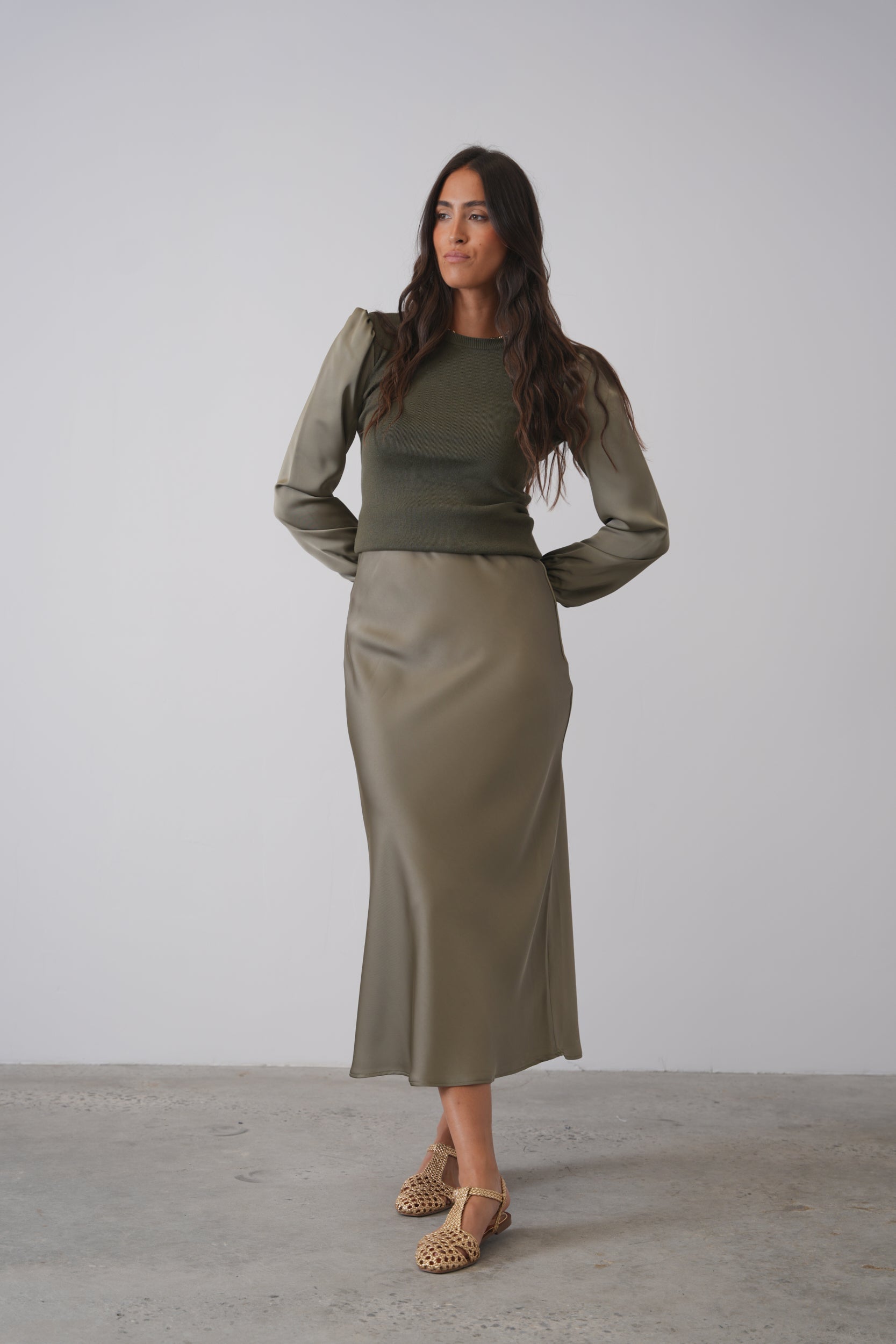 Elastic Waist Slip Skirt