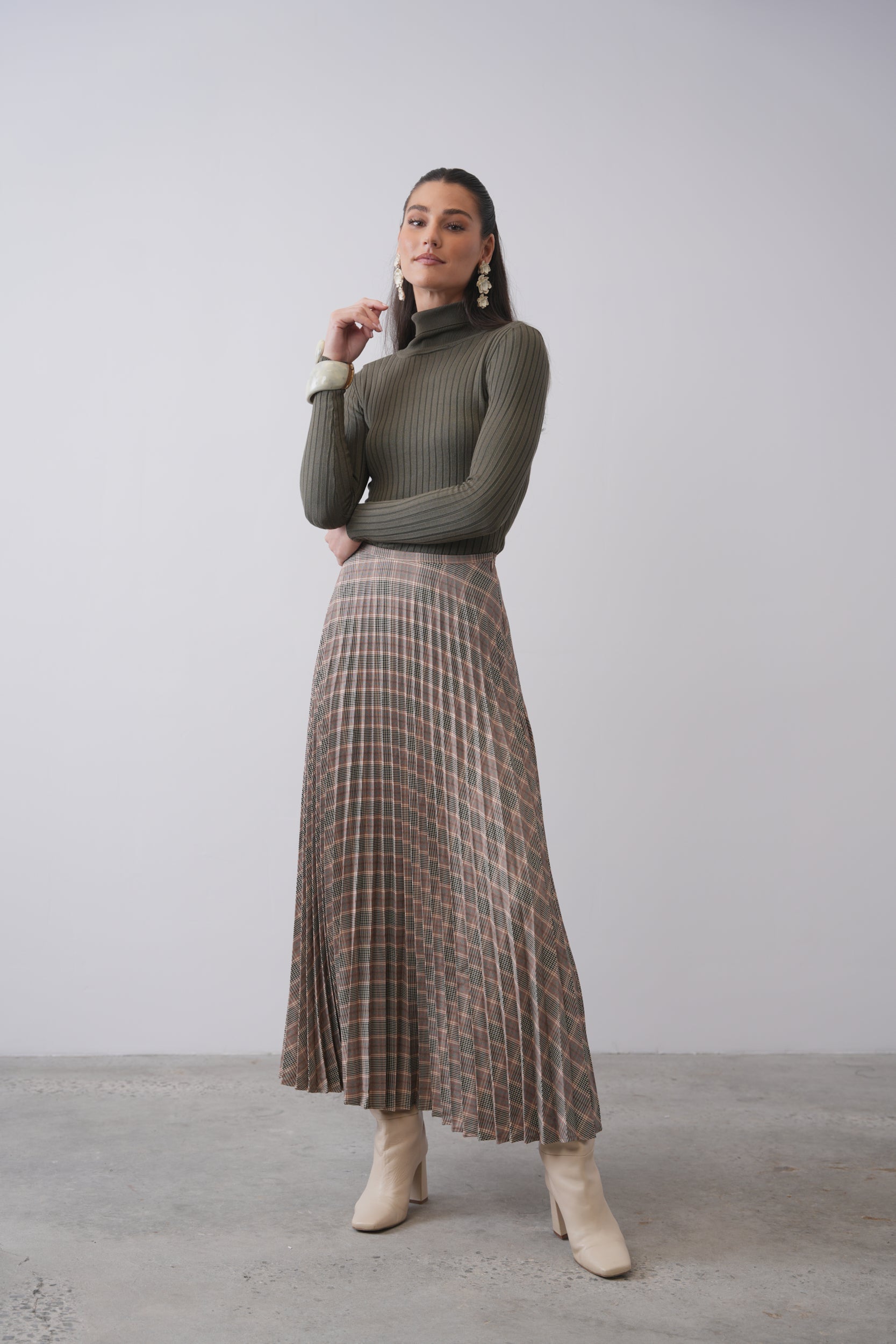 Accordion Plaid Skirt