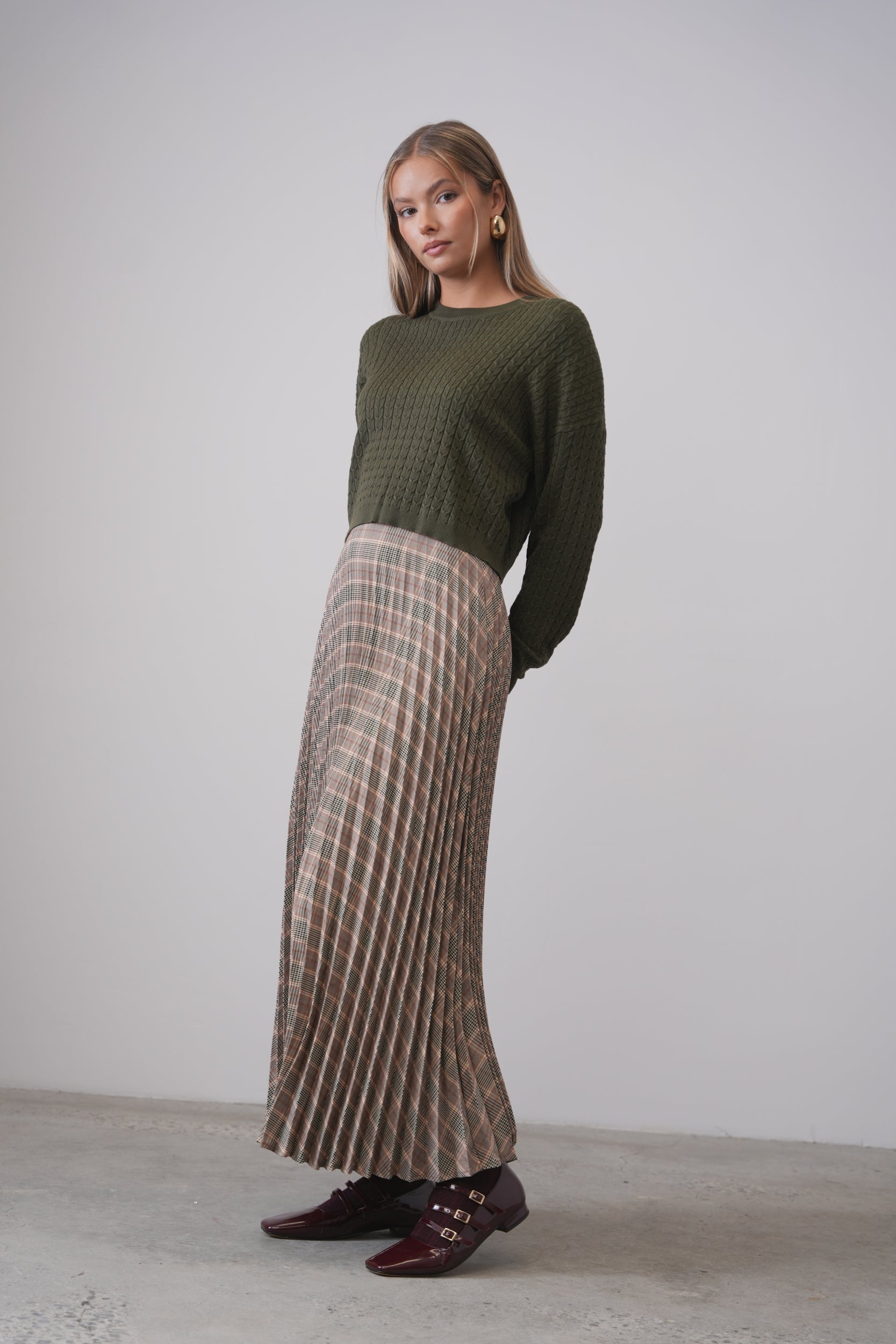 Accordion Plaid Skirt