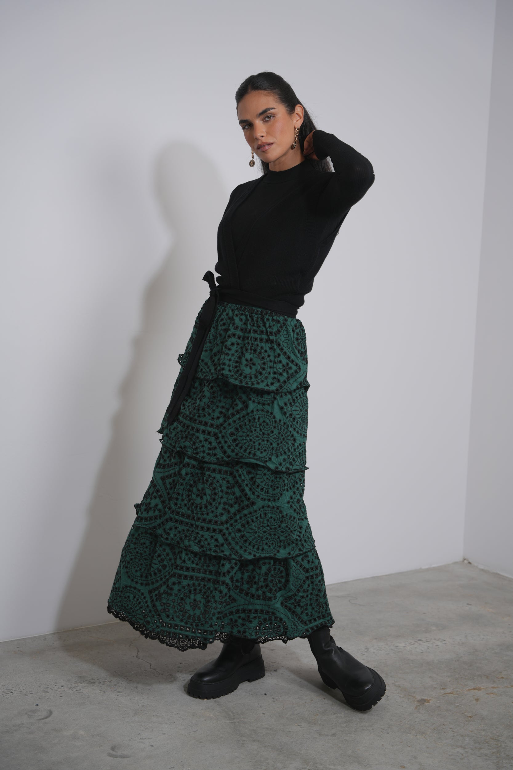 Eyelet Layered Skirt