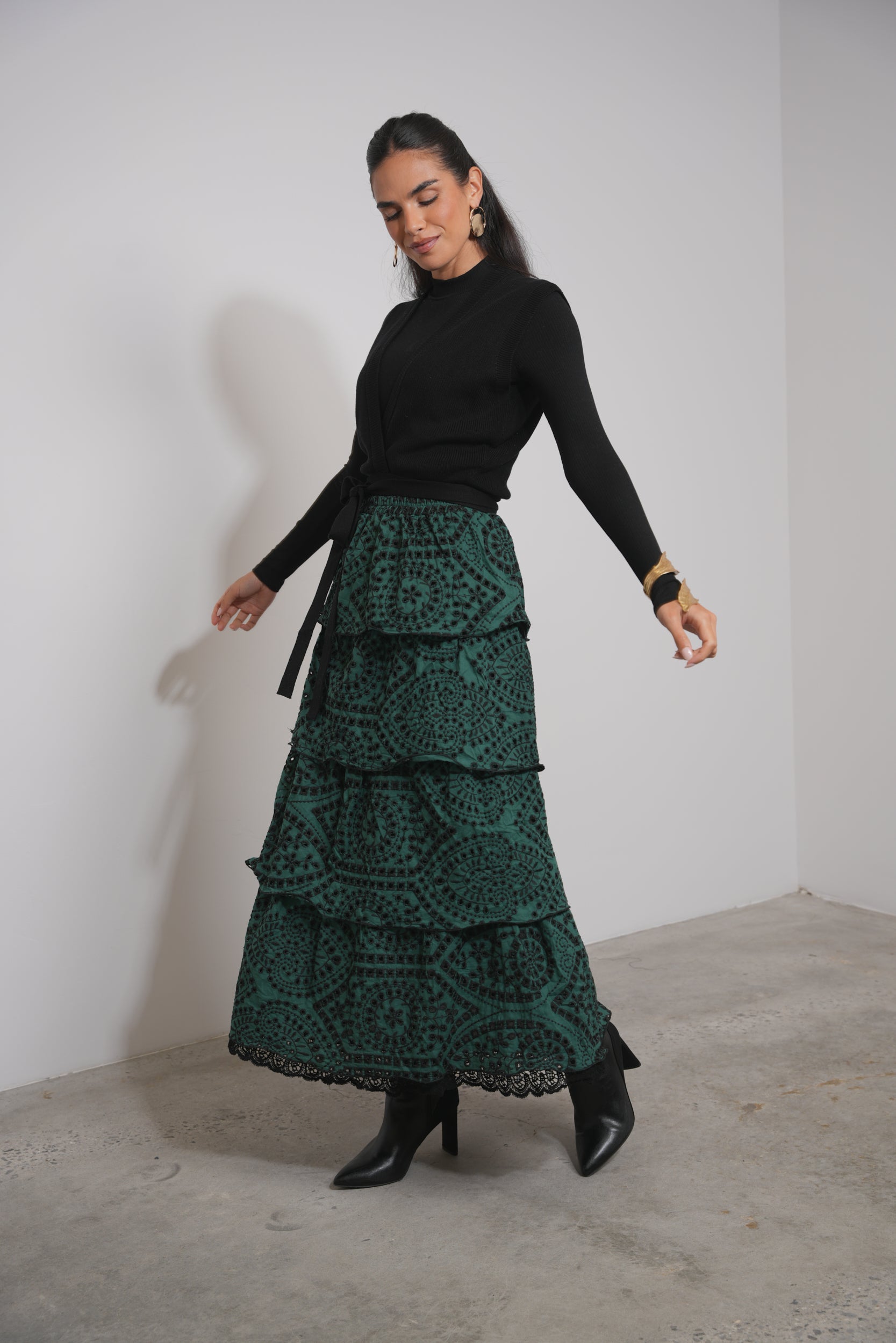 Eyelet Layered Skirt