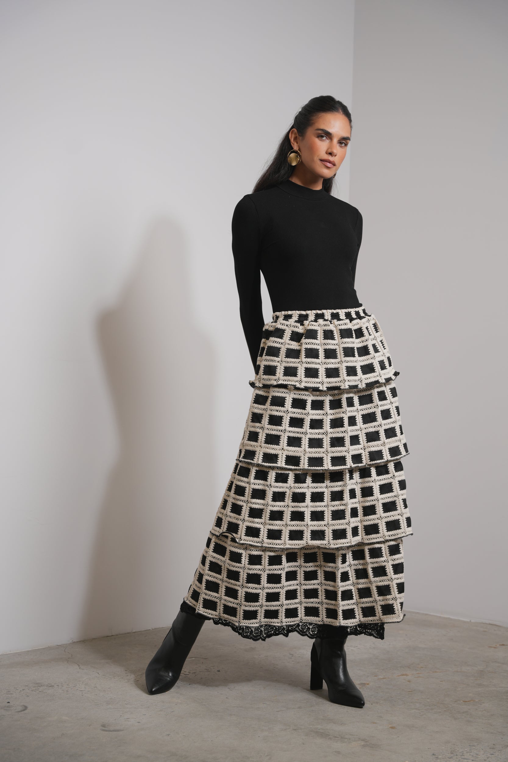 Eyelet Layered Skirt