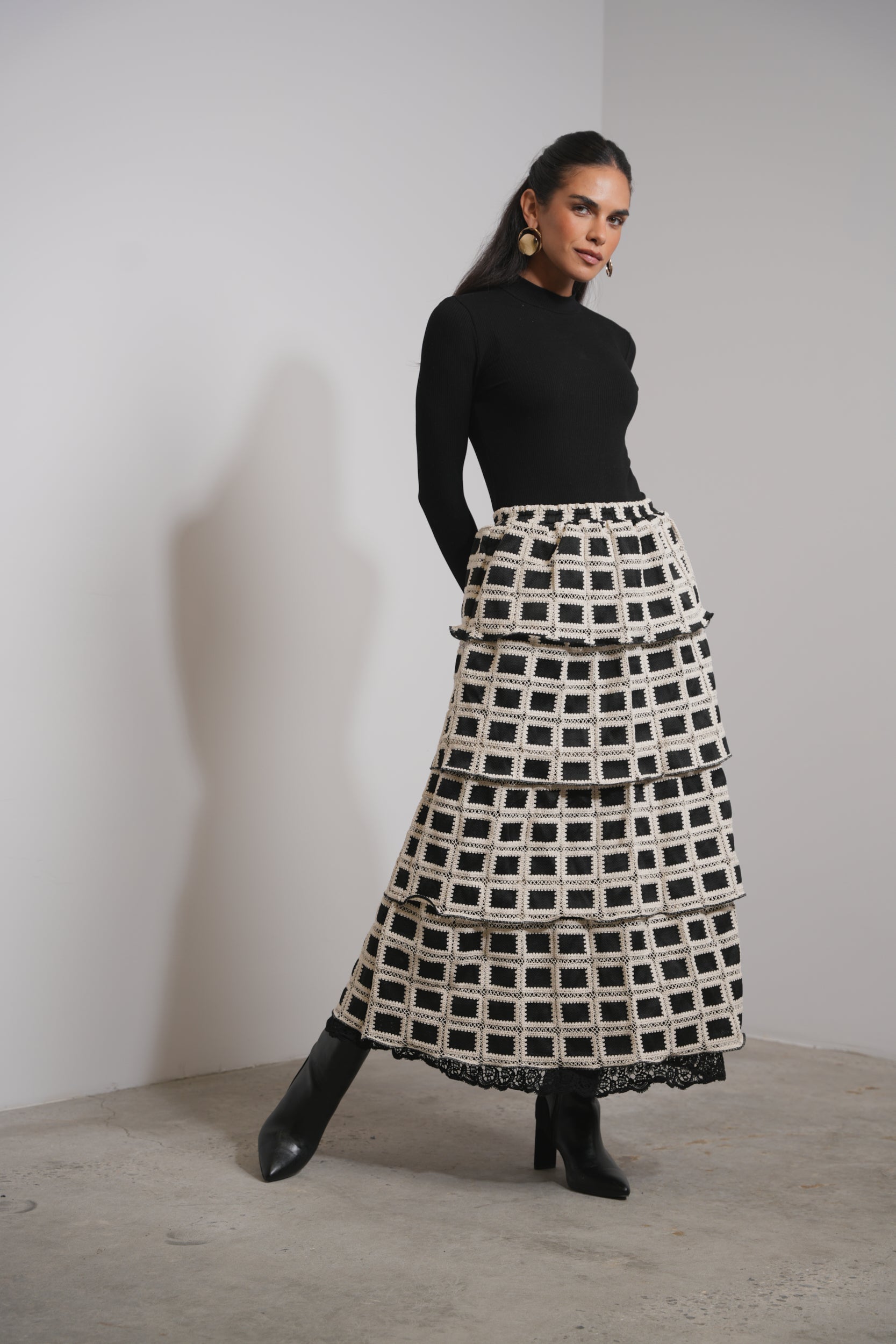 Eyelet Layered Skirt