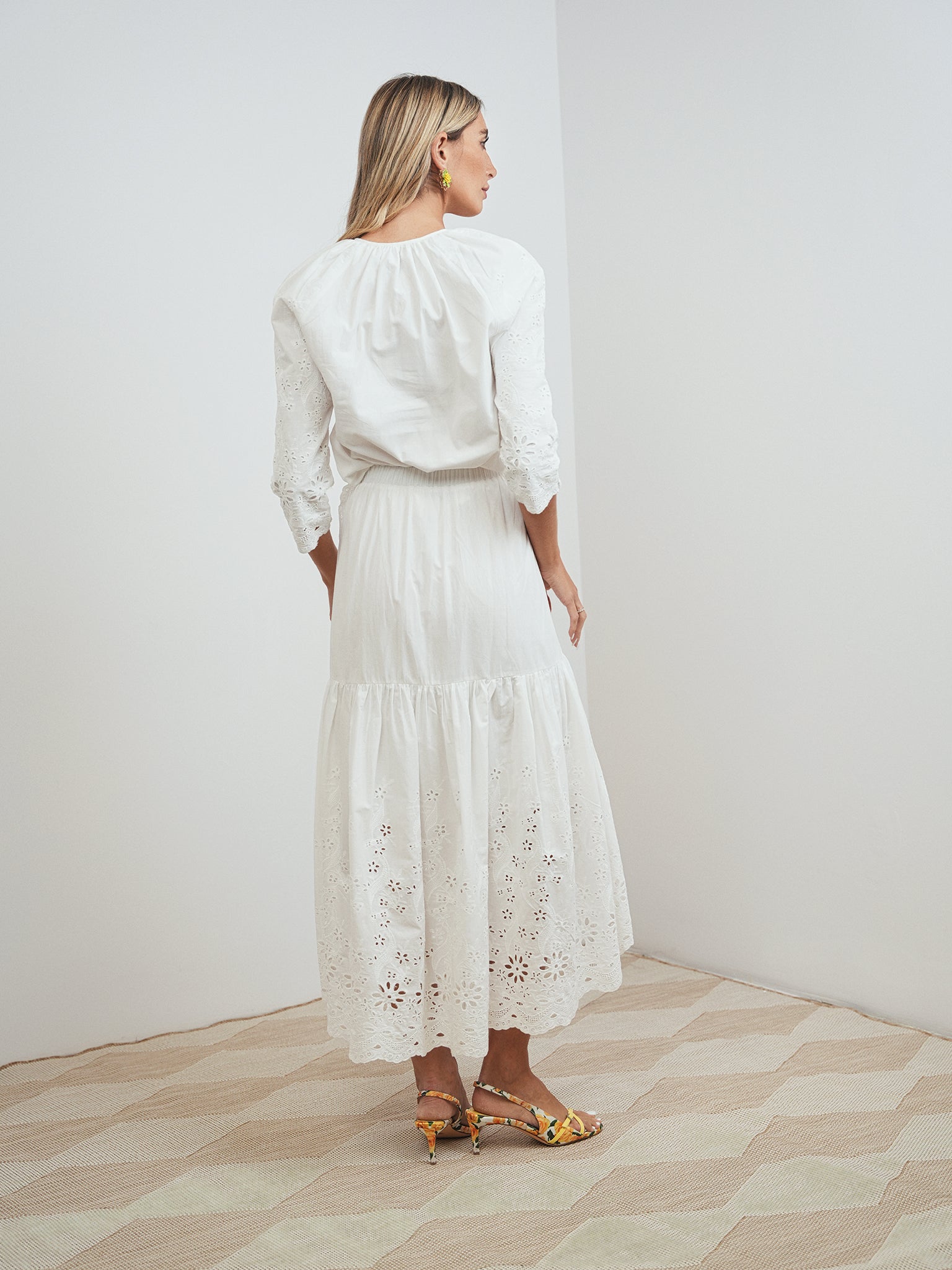 Eyelet Mock Wrap Skirt