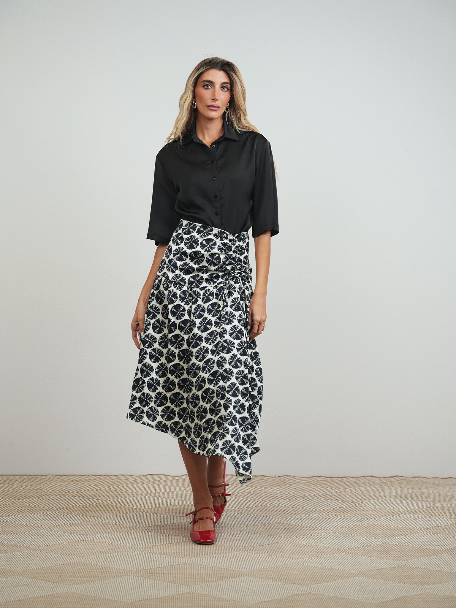 High-Low Ruched Skirt