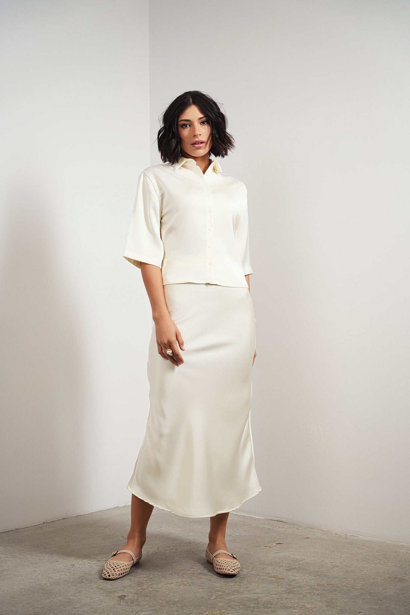 Elastic Waist Slip Skirt