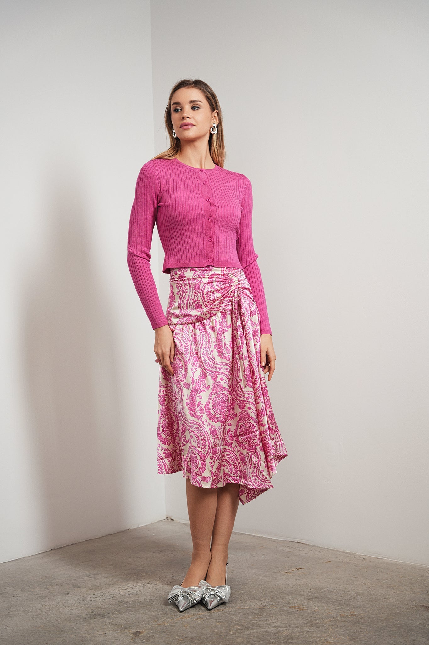 High-Low Ruched Skirt