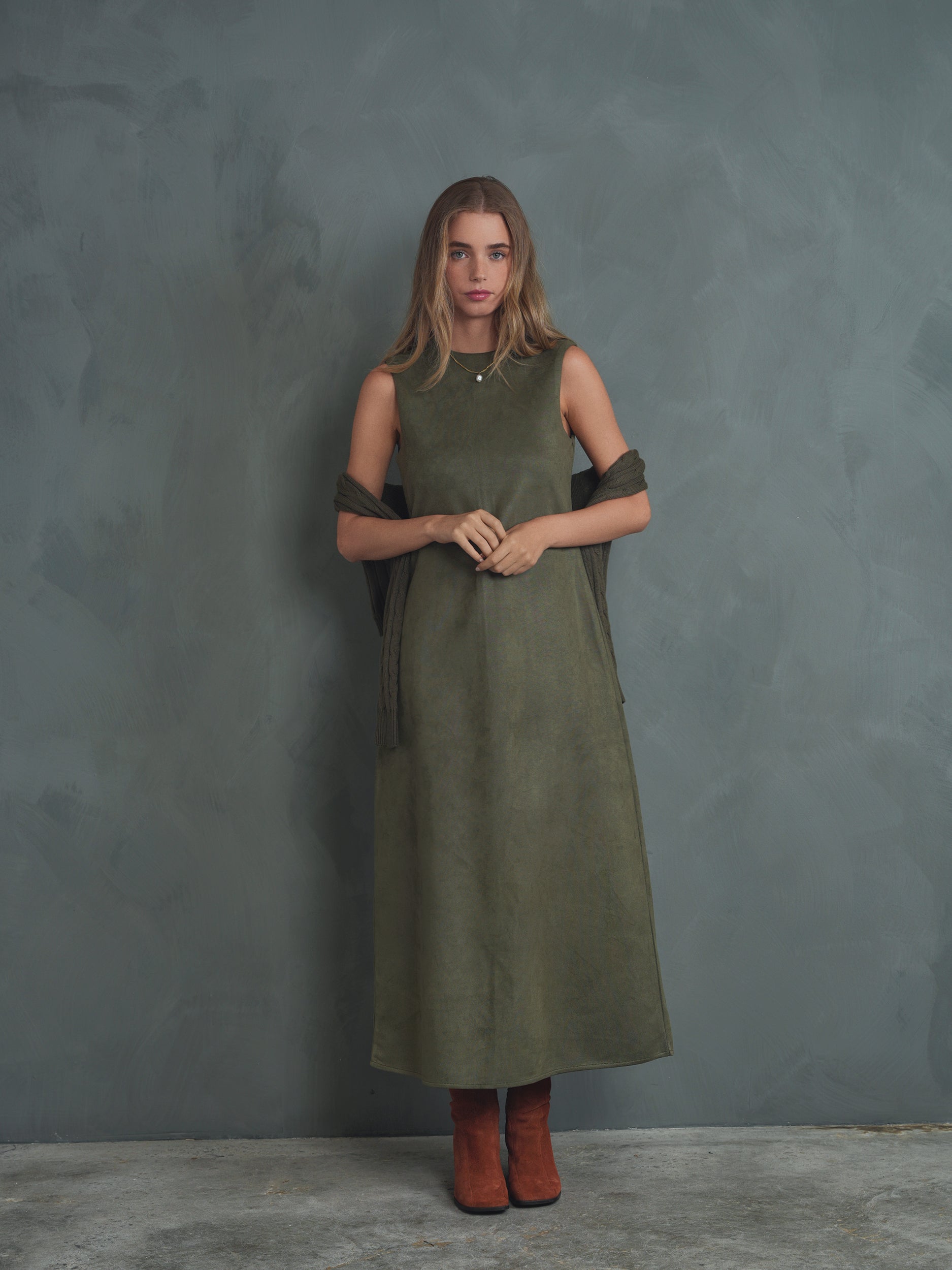 Suede Sleeveless Dress