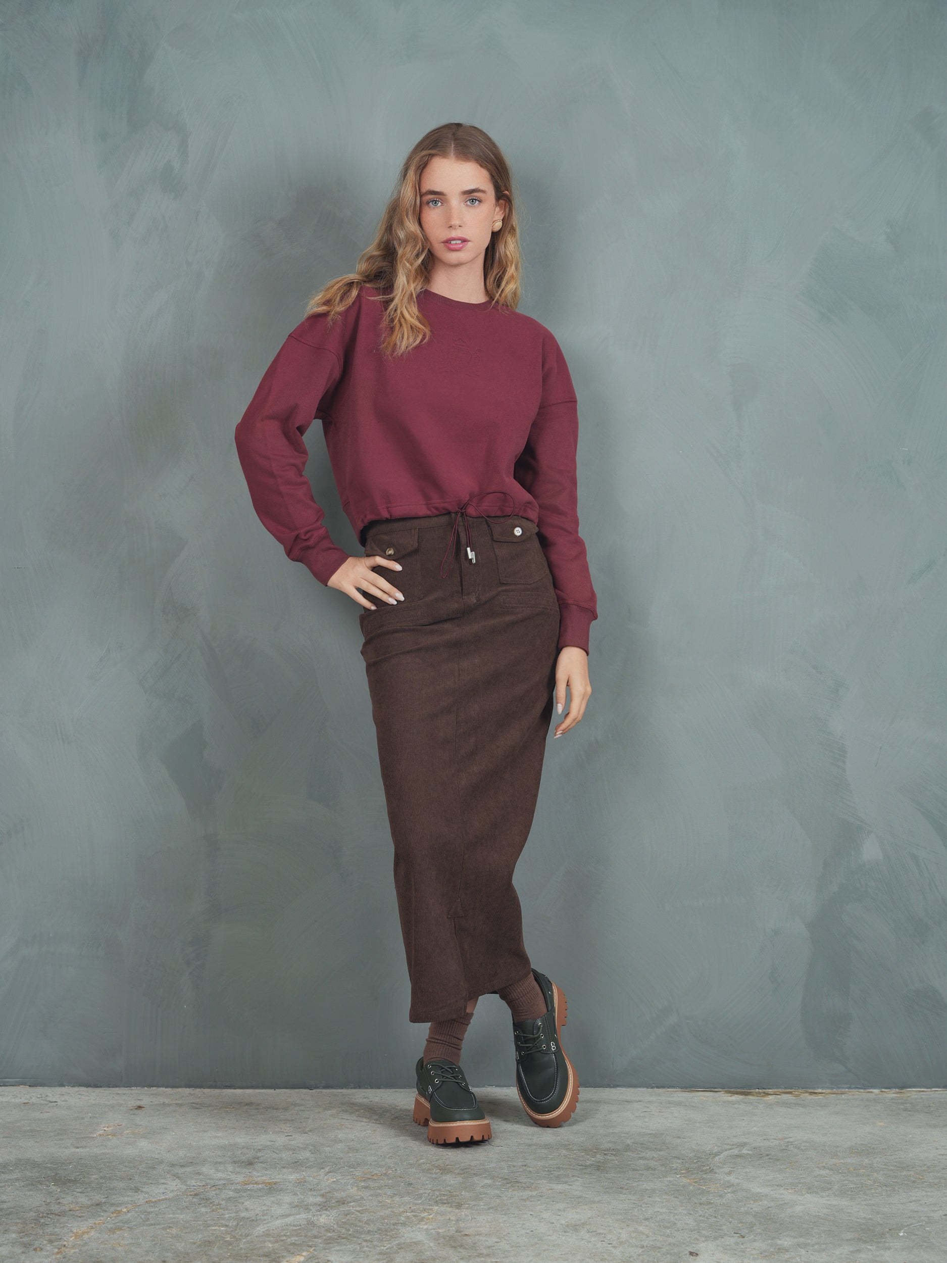 Corduroy Straight Skirt