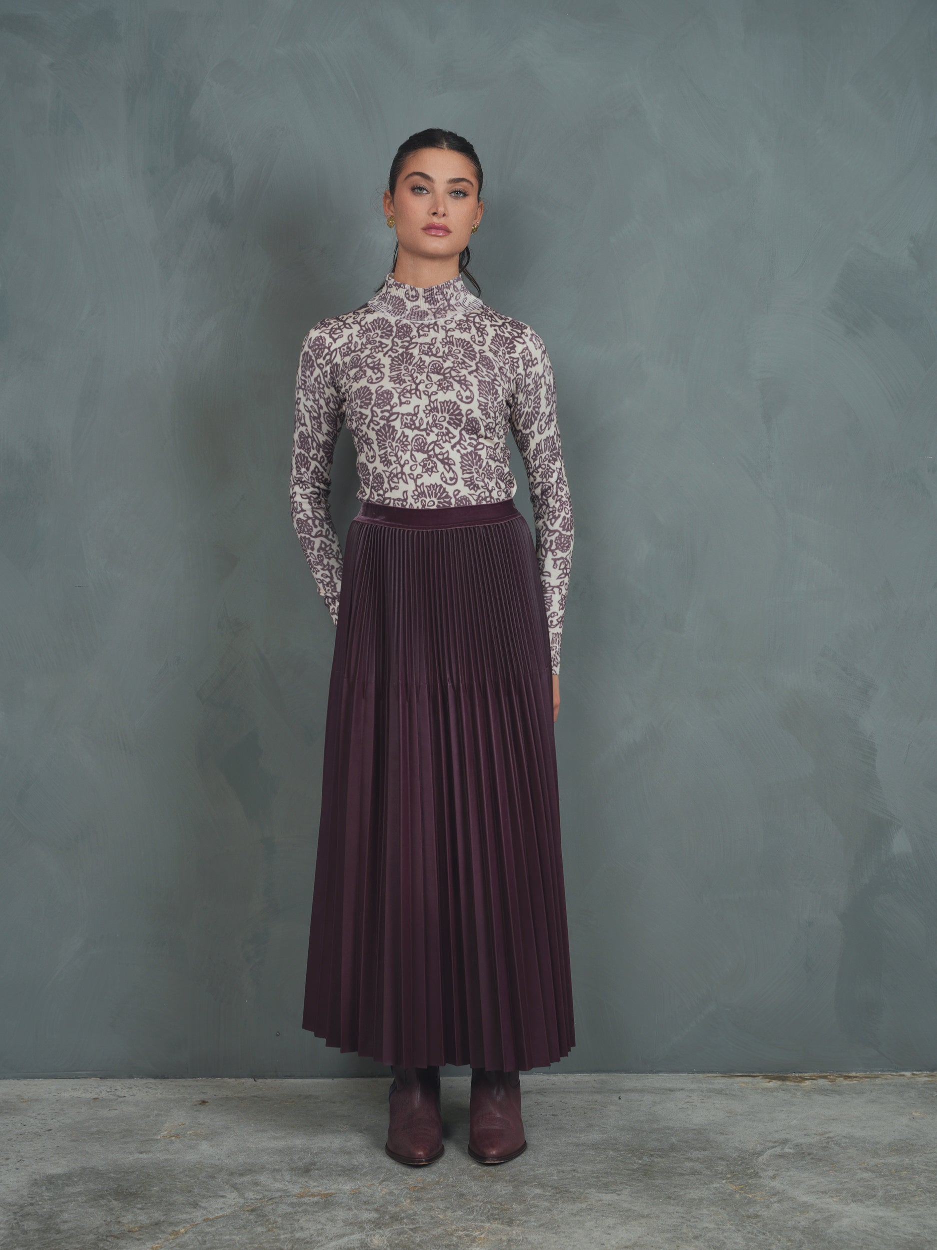 Leather Pleated Skirt