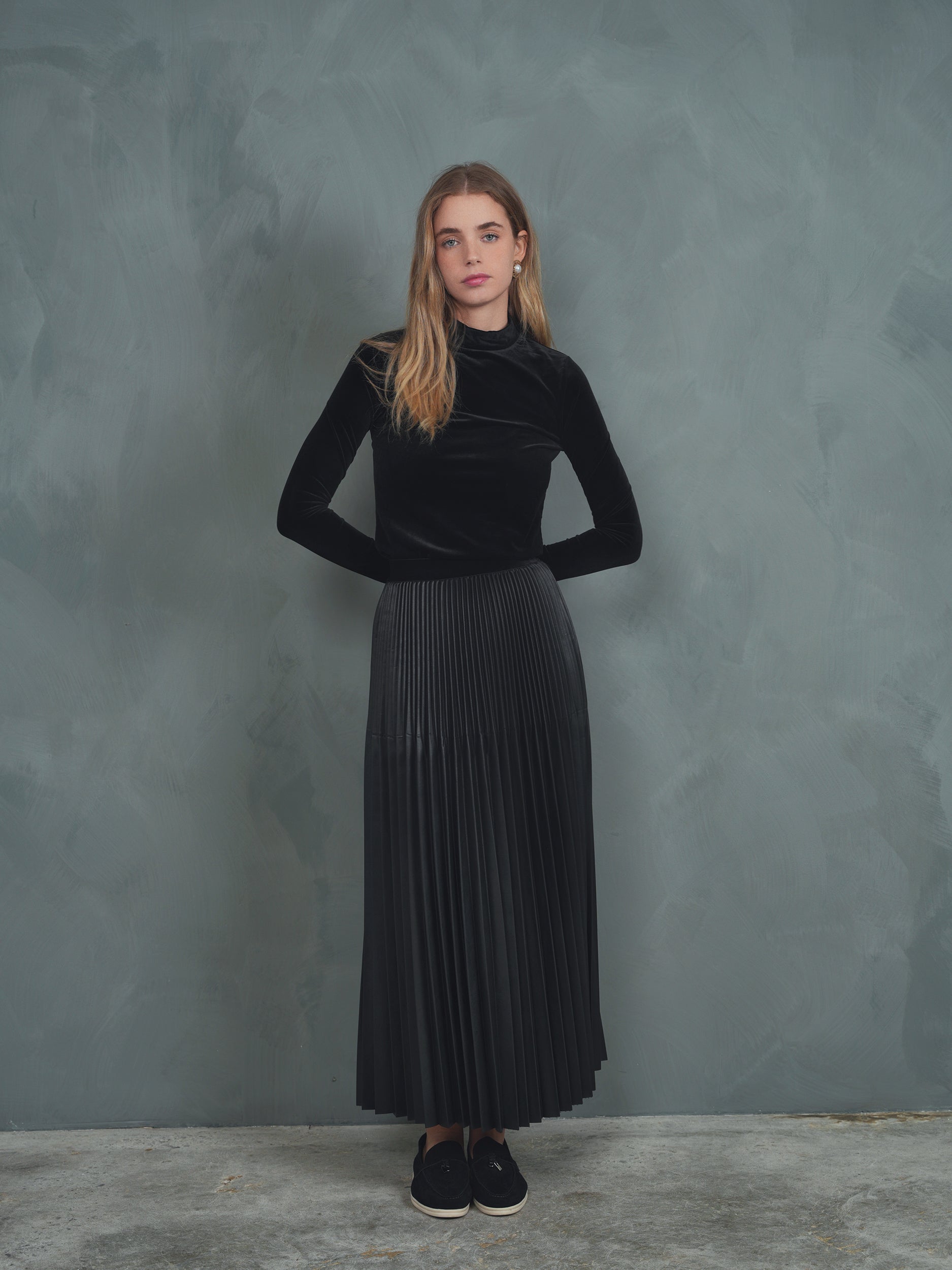 Leather Pleated Skirt