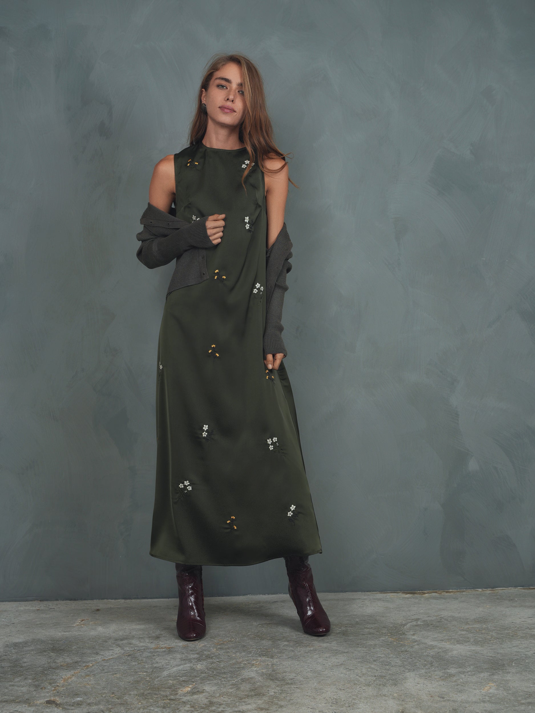 Embroidered Sleeveless Dress