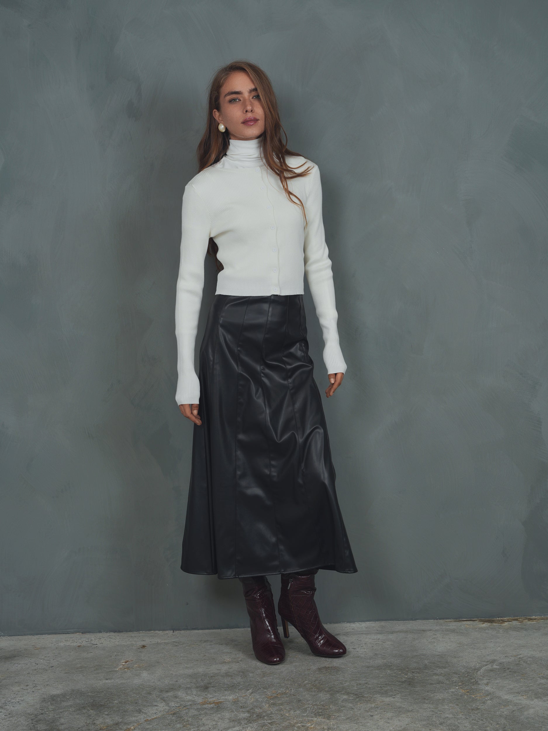 Leather Panel Skirt