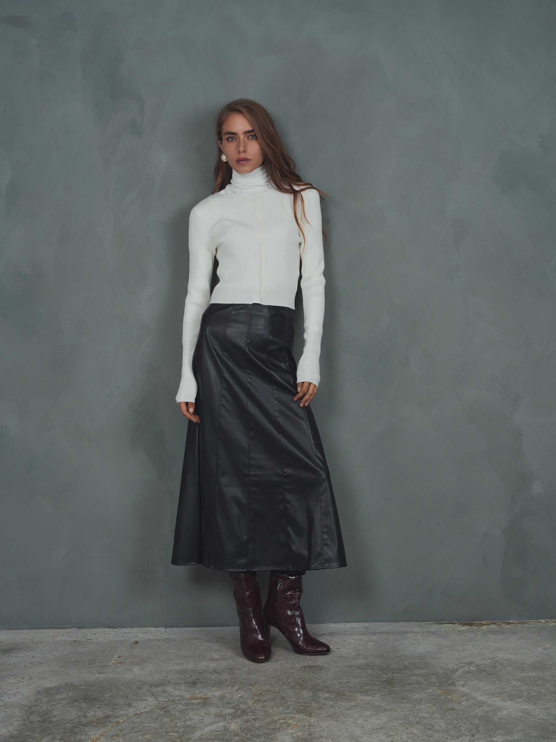 Leather Panel Skirt