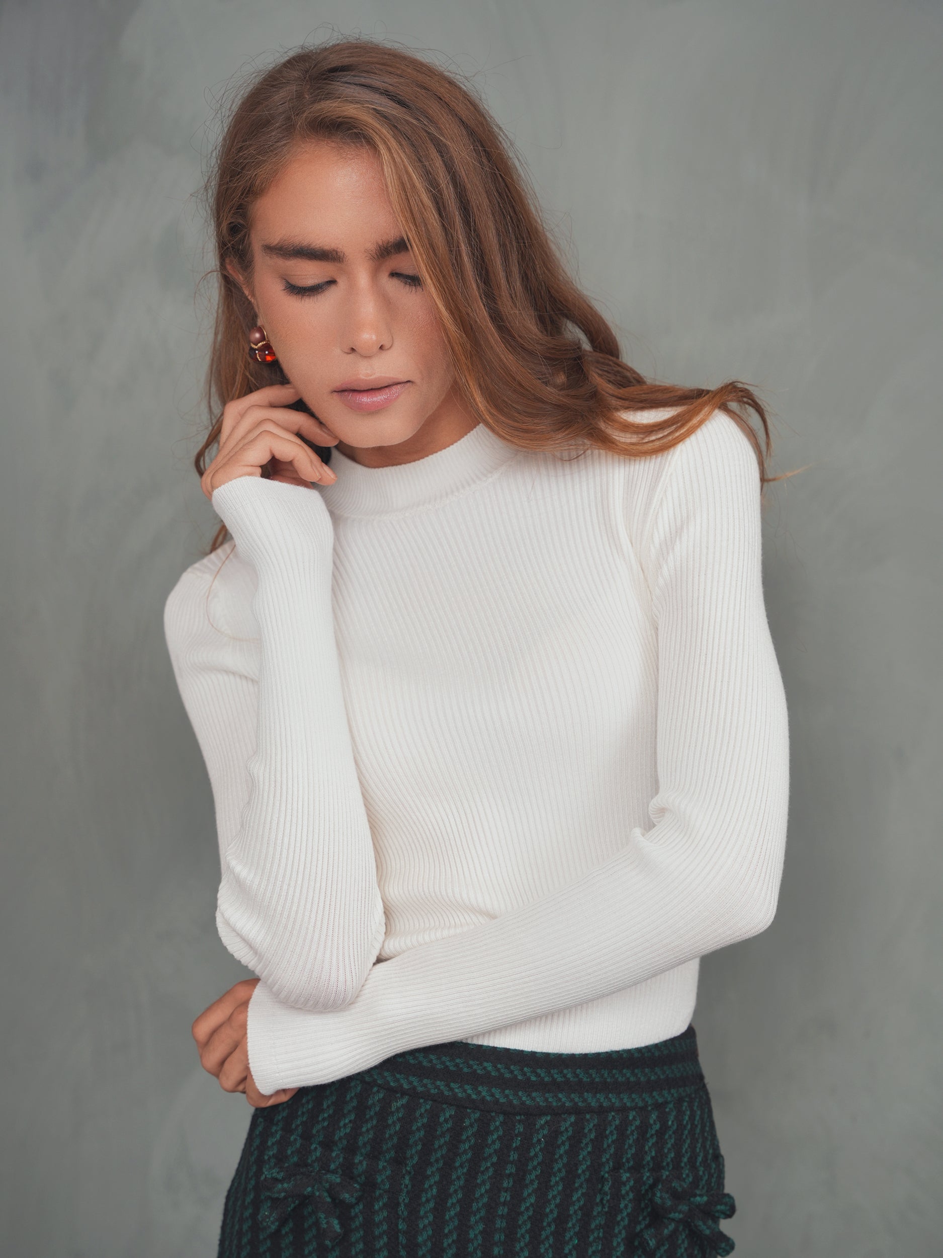 Knit Rib Mock Neck