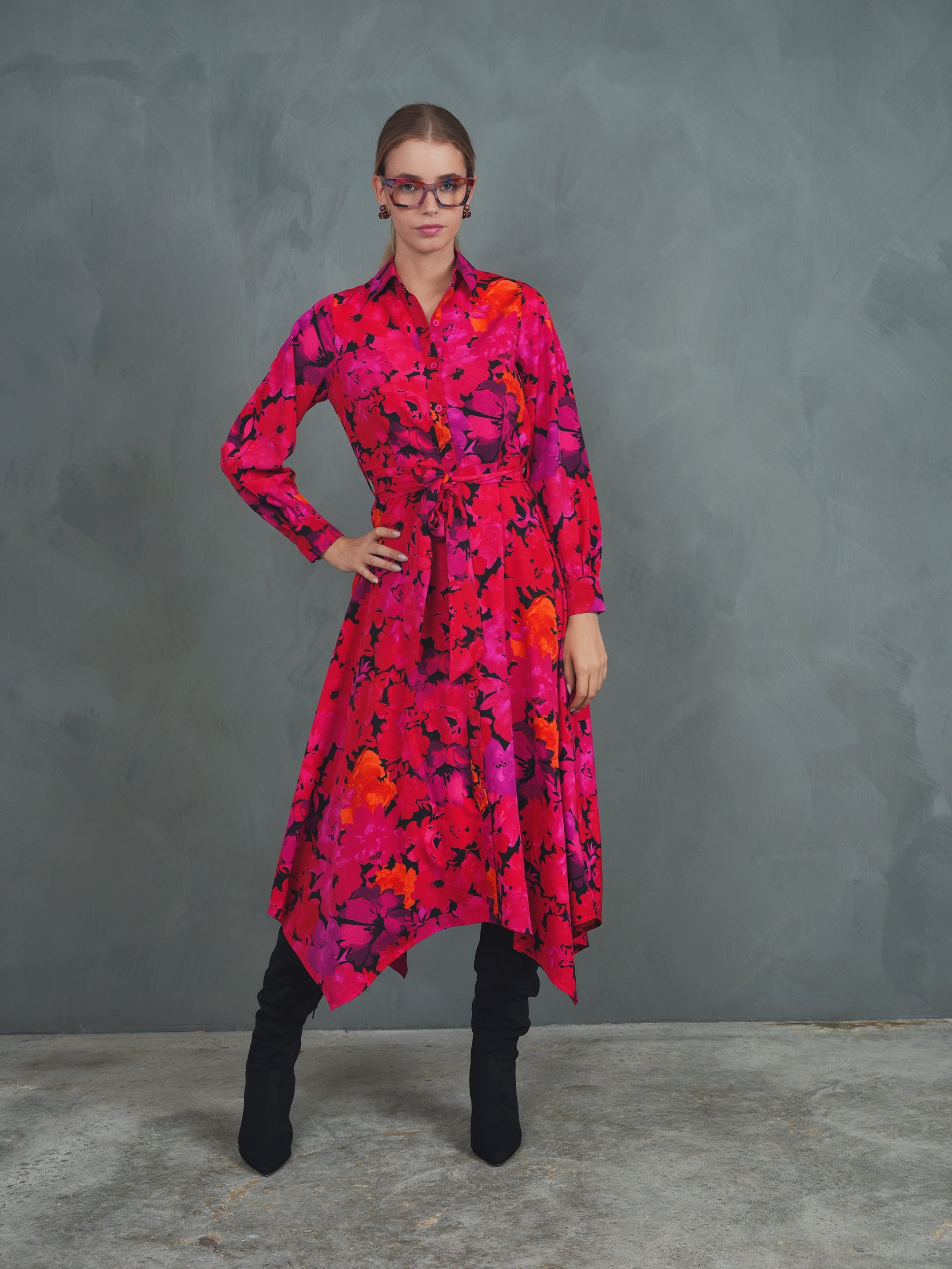 Asymmetrical Print Dress