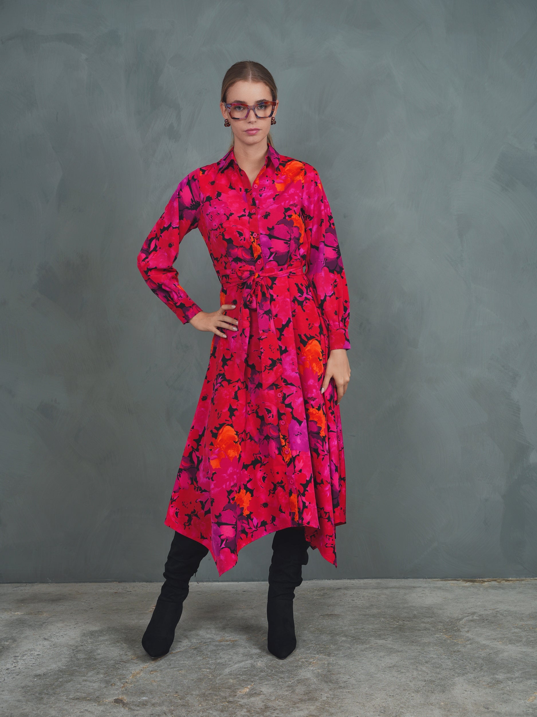 Asymmetrical Print Dress