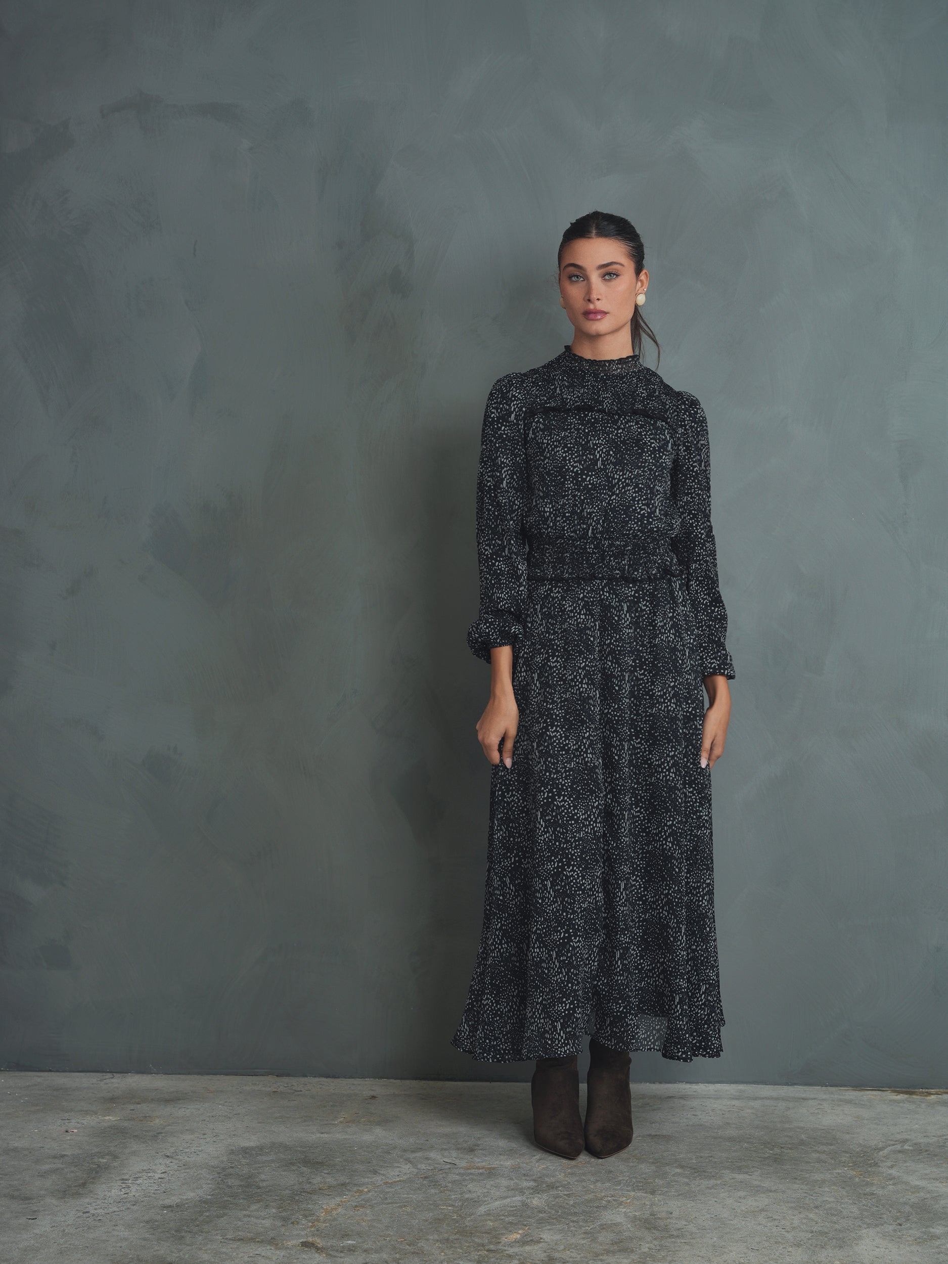 Smocked Chiffon Maxi Dress