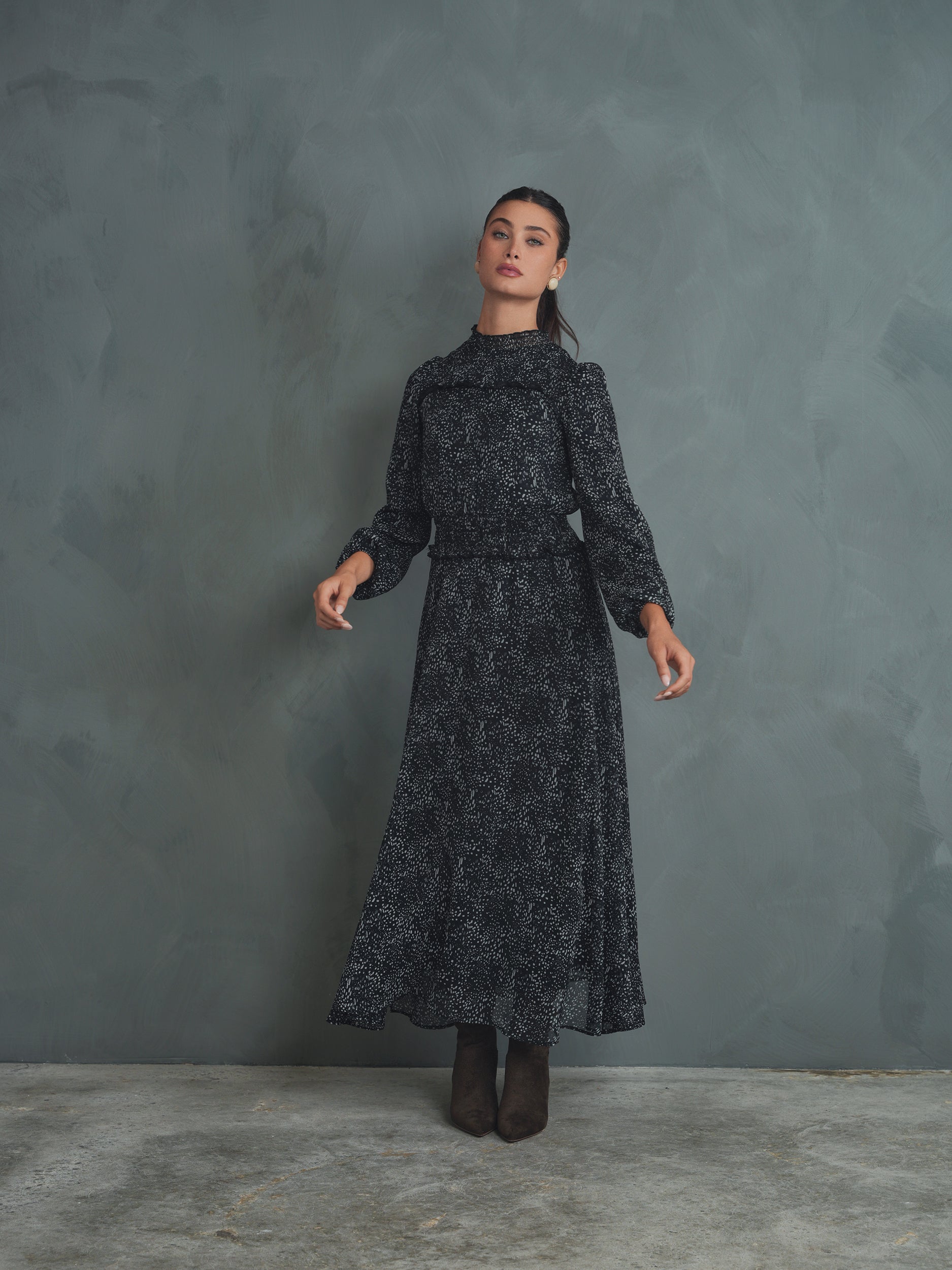 Smocked Chiffon Maxi Dress