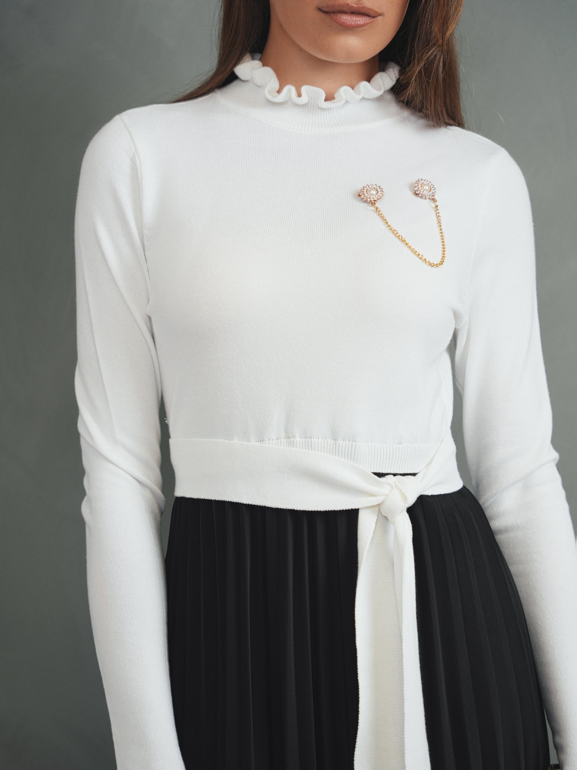 Pleated Knit Combo Dress