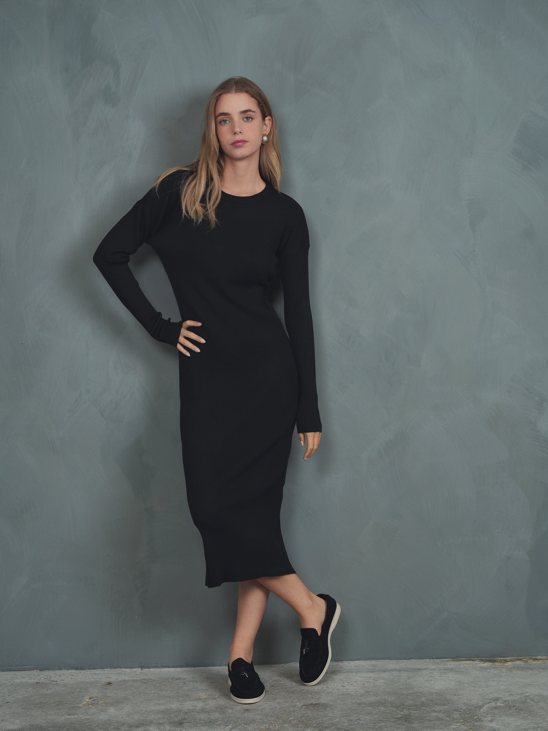 Knit Rib Dolman Dress