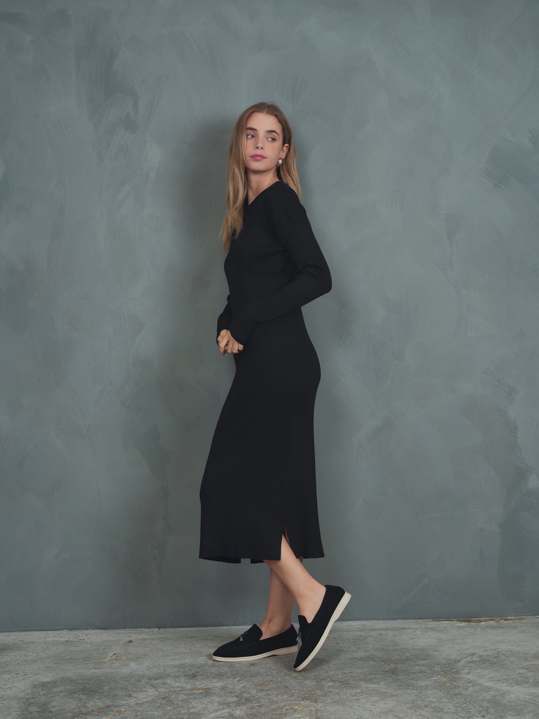 Knit Rib Dolman Dress