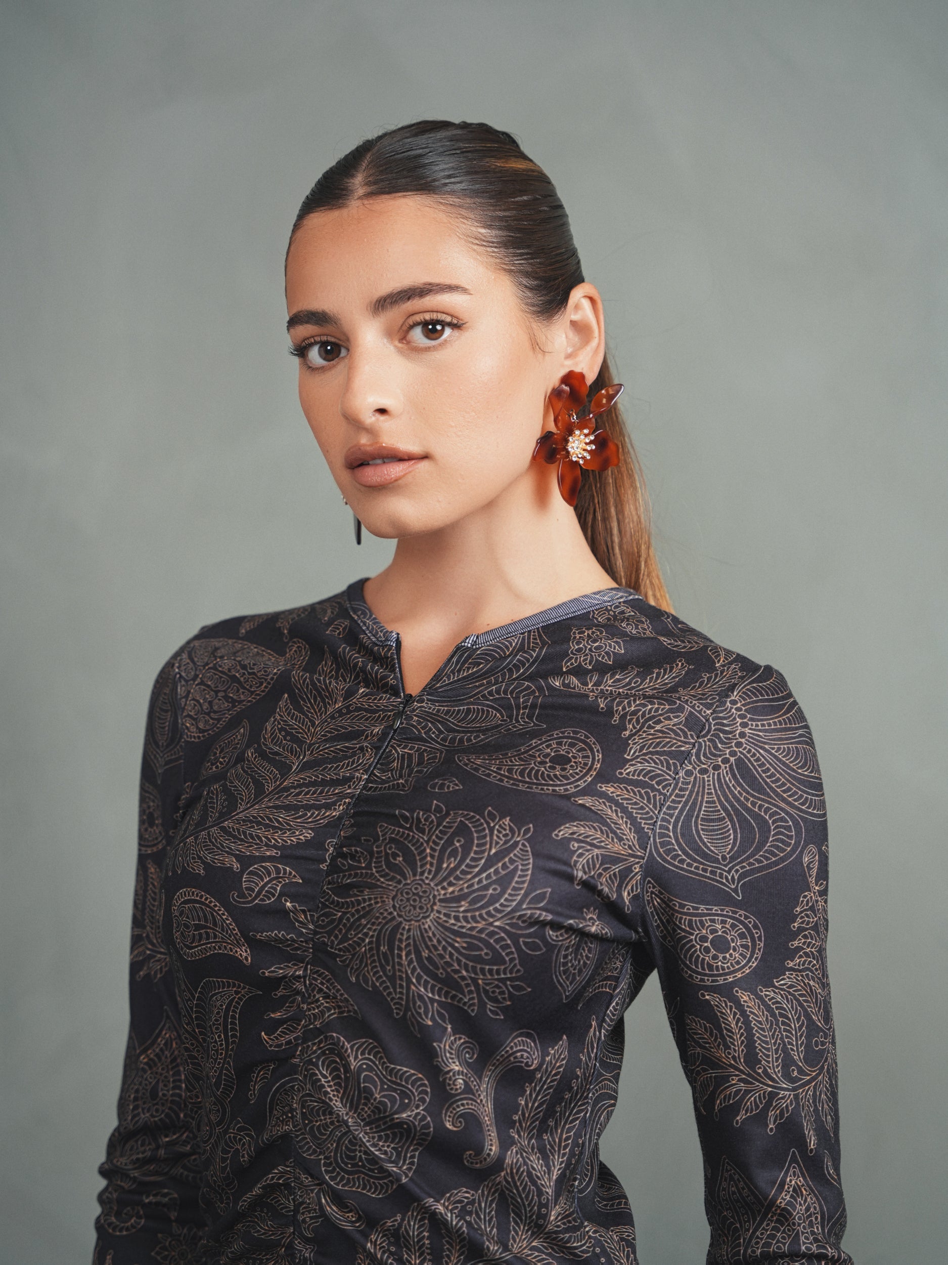 Front Zipper Ruched Dress