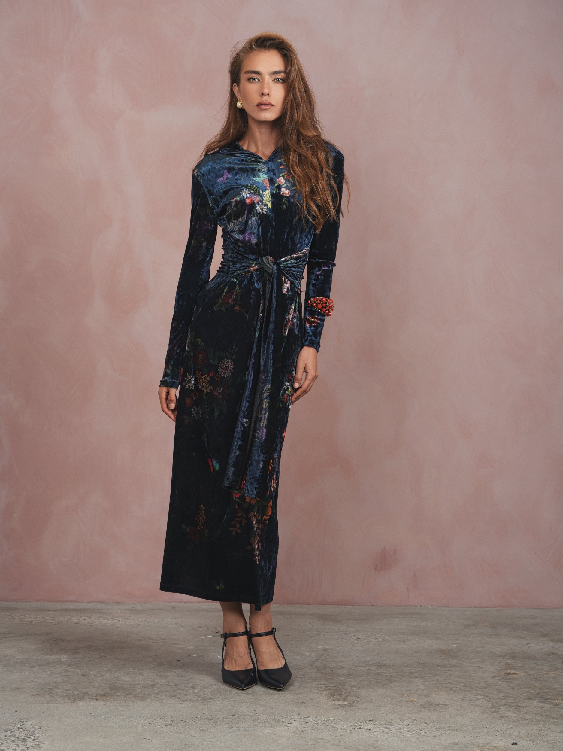 Velour Front Tie Dress