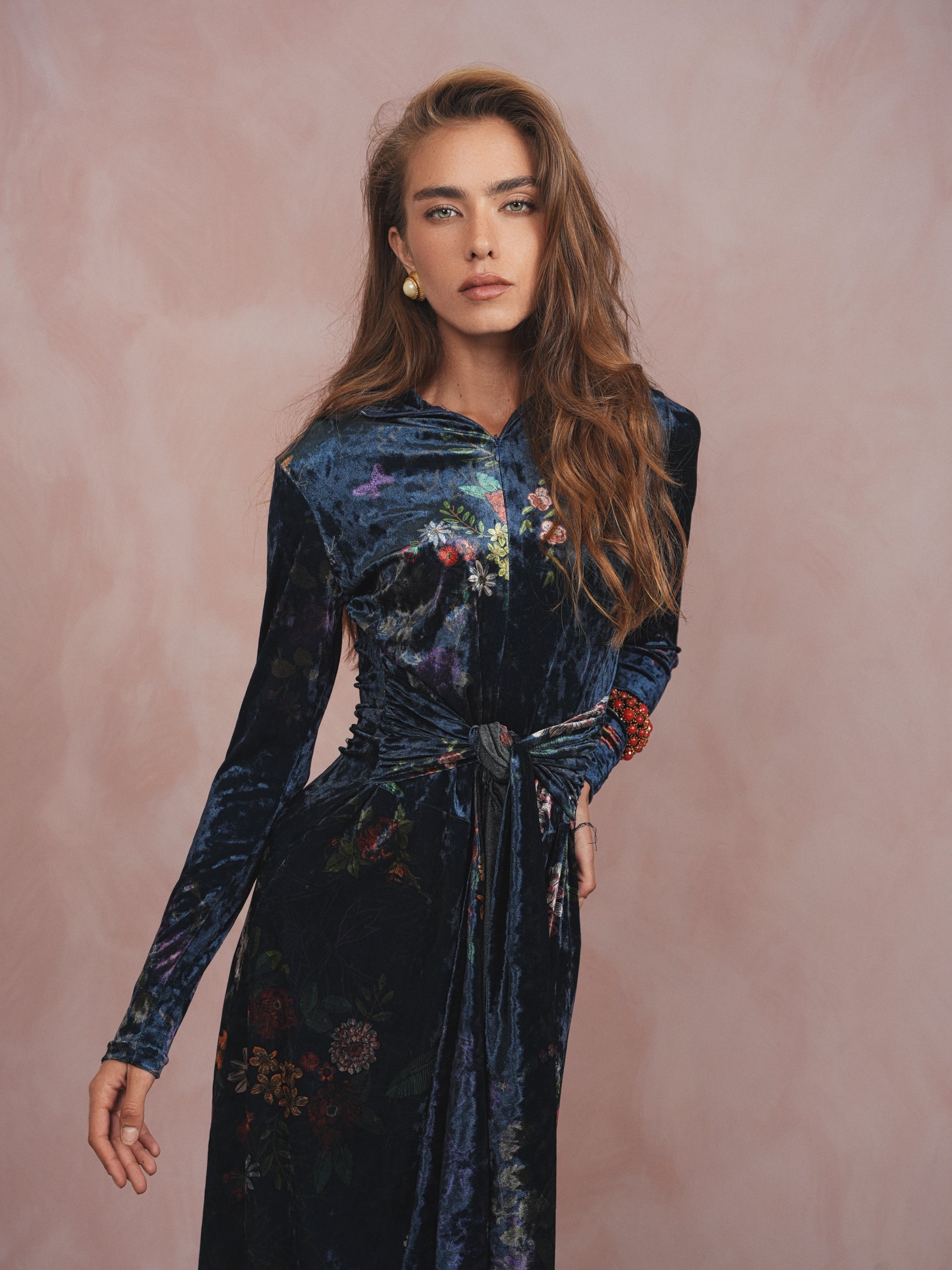 Velour Front Tie Dress