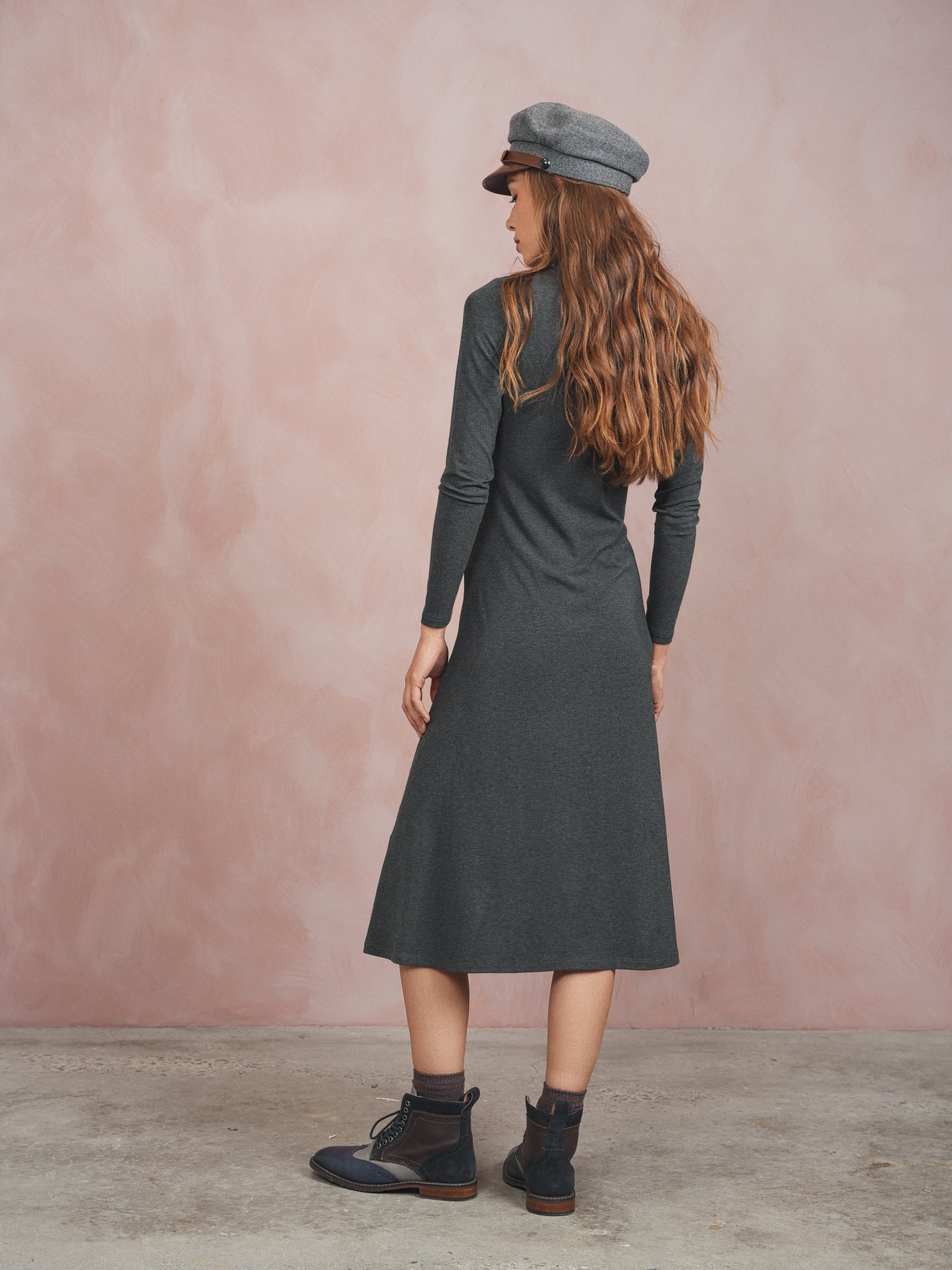 Mock Neck Ruched Dress