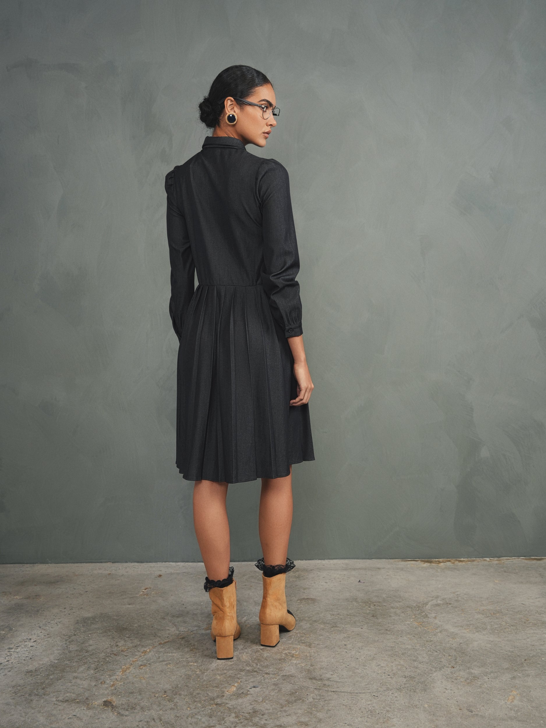 Pleated Tie Tencel Dress