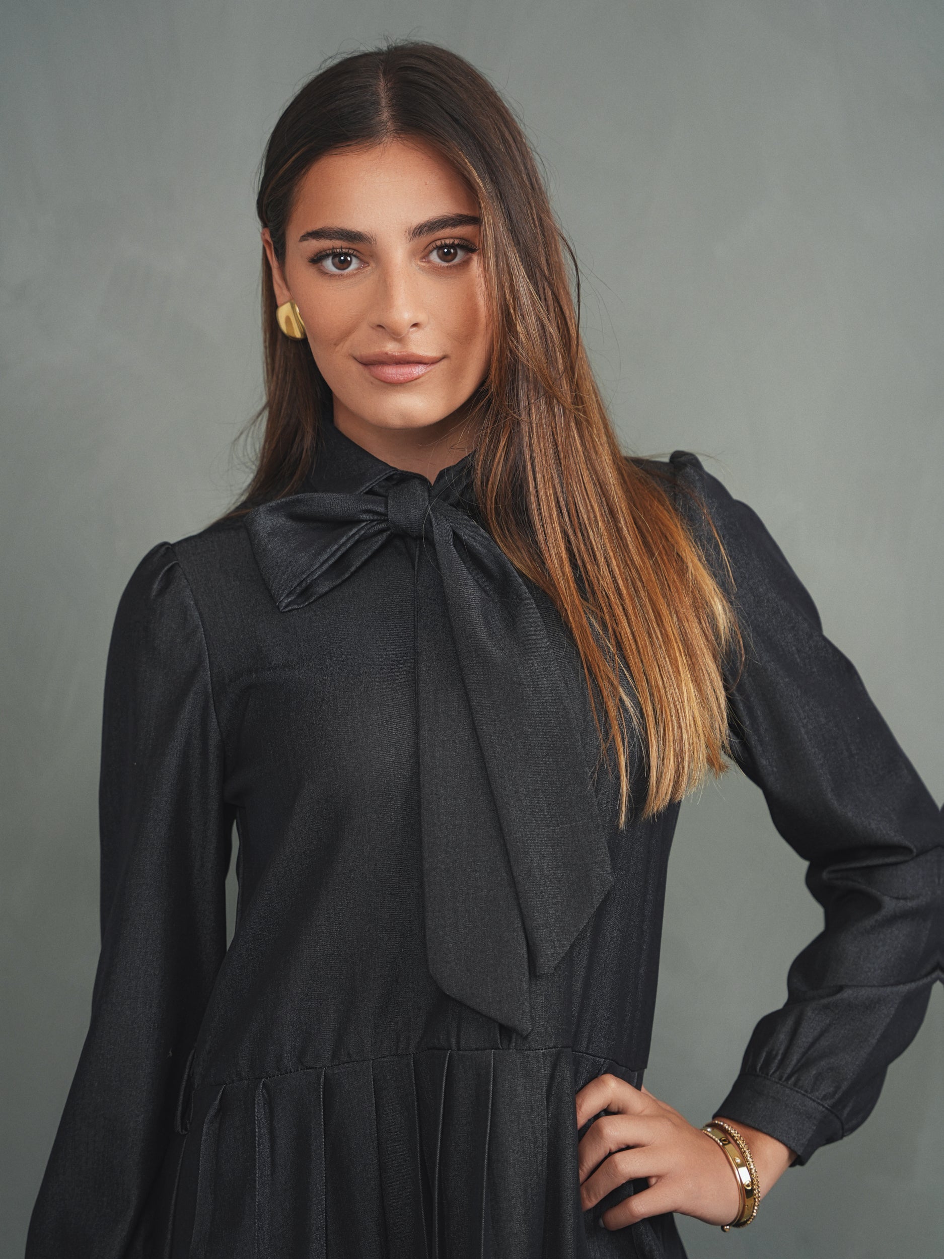 Pleated Tie Tencel Dress