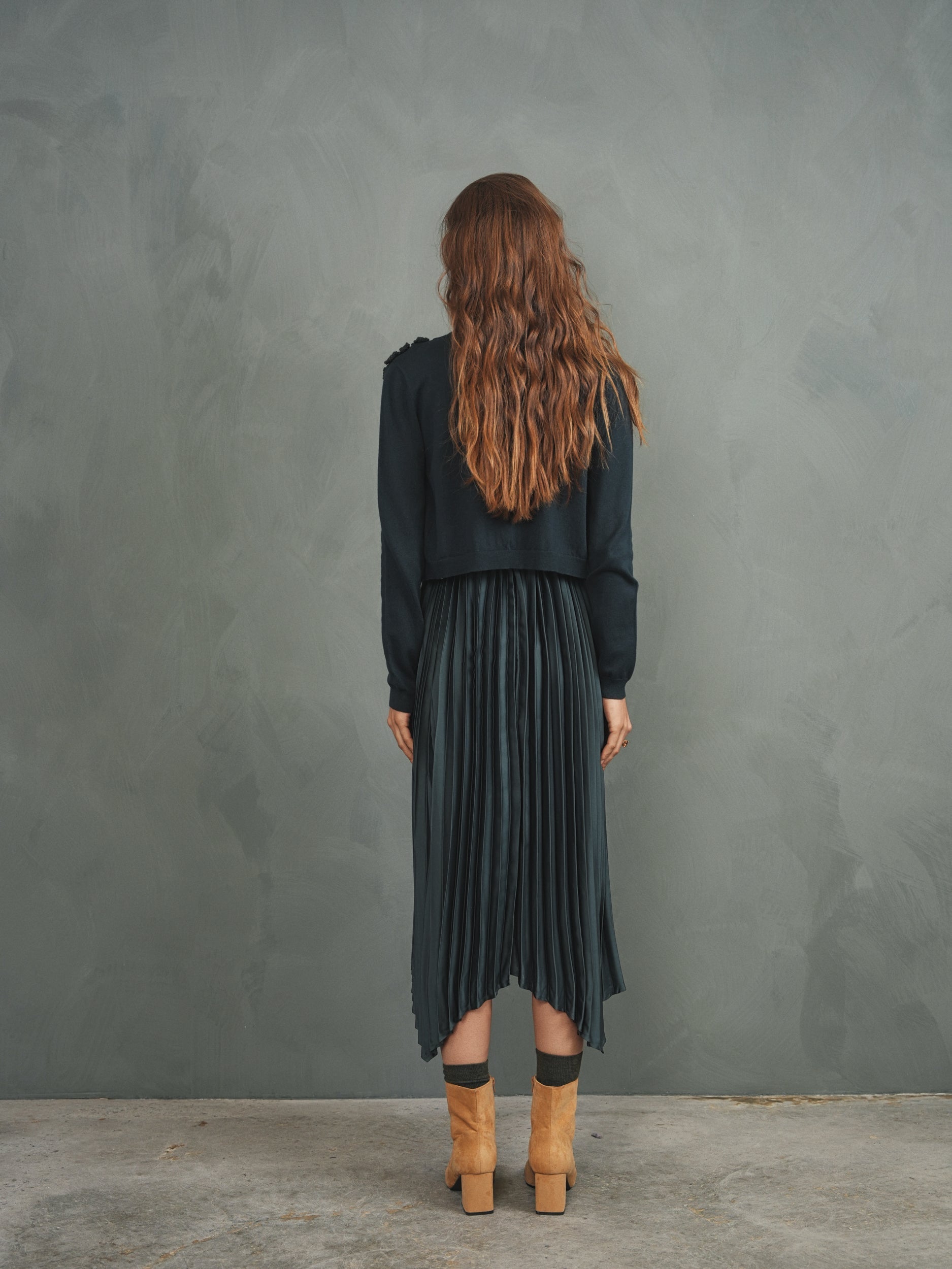 Pleated High-Low Sleeveless Dress