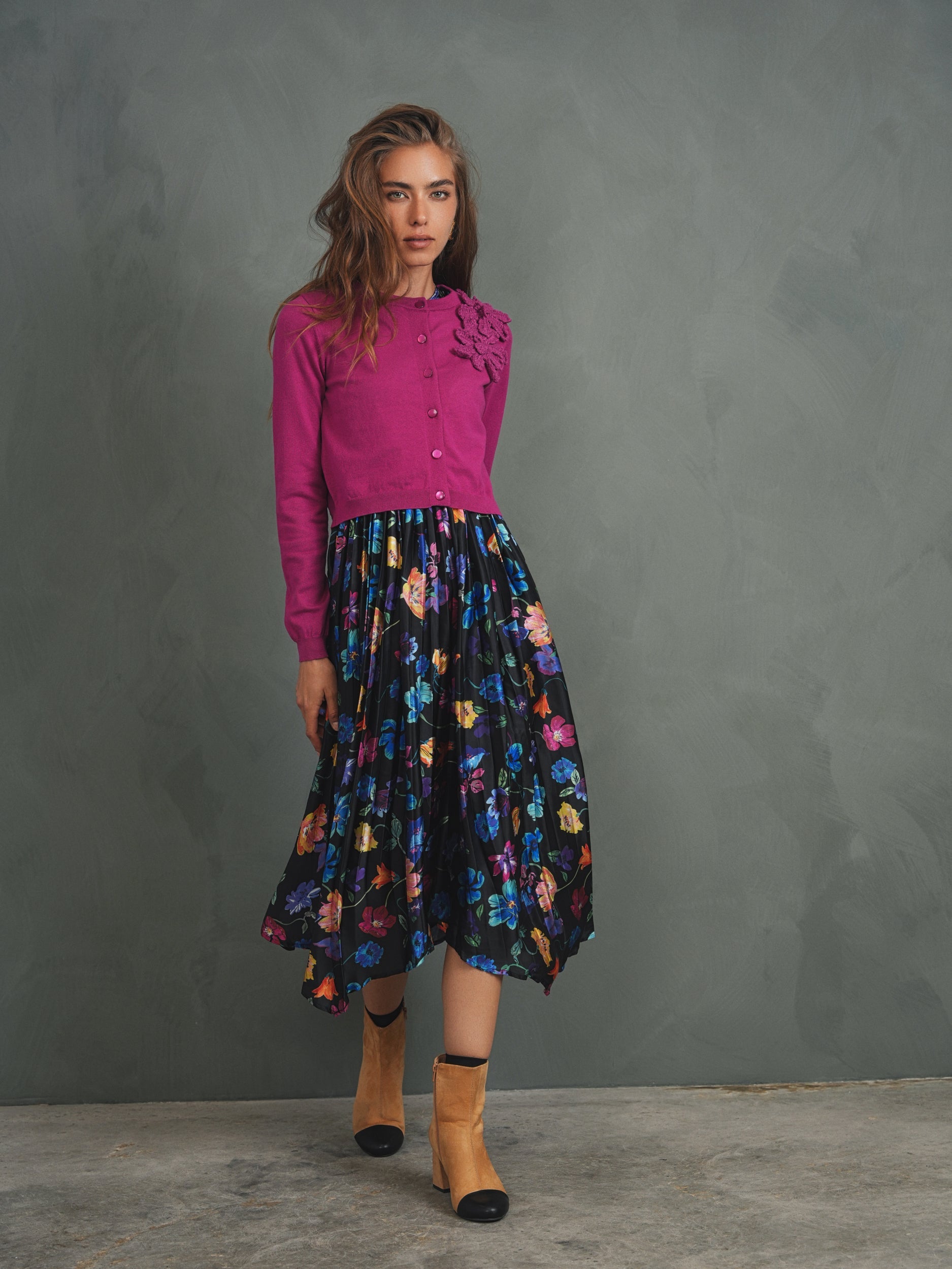 Pleated High-Low Sleeveless Dress