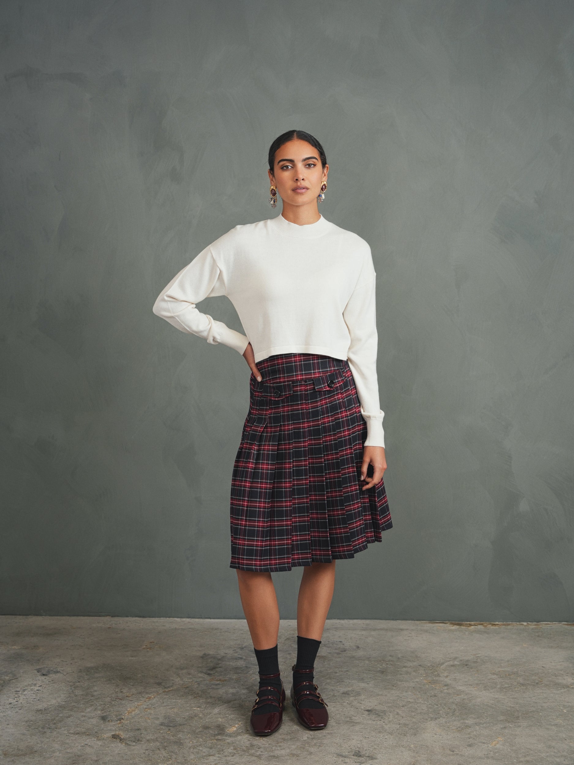 Crop Dolman Mock Neck Top