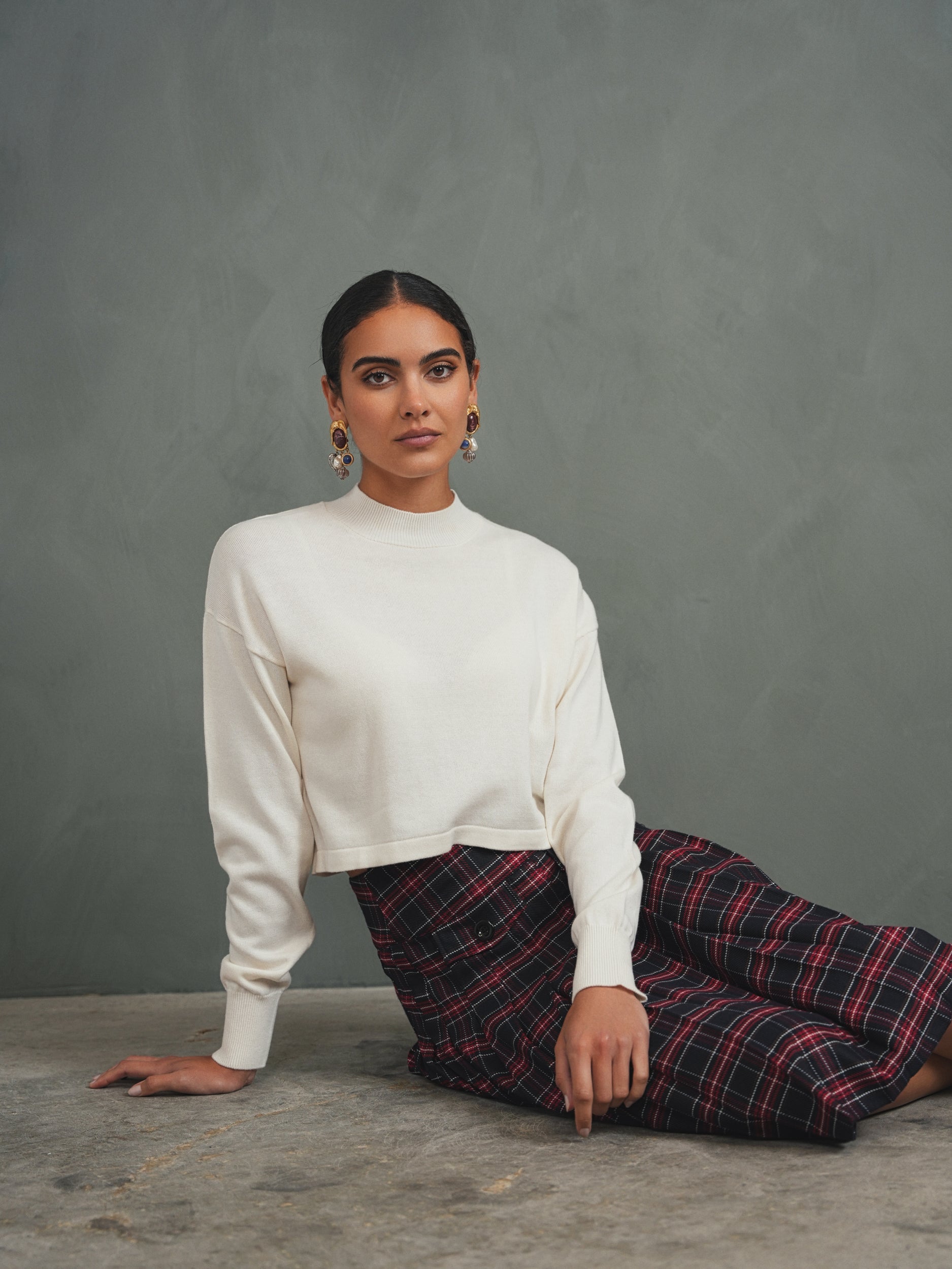 Crop Dolman Mock Neck Top