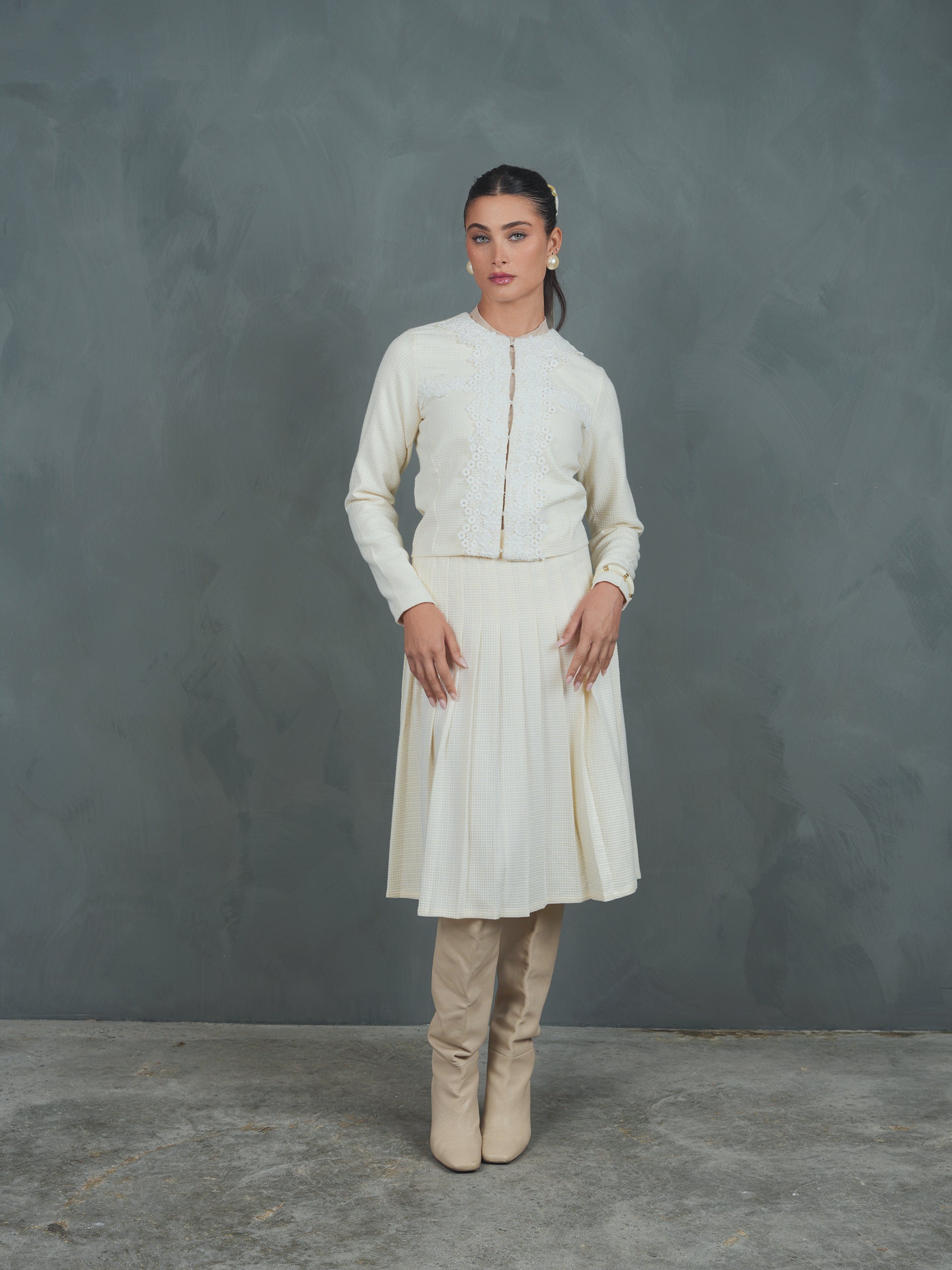 Floral Applique Tweed Jacket