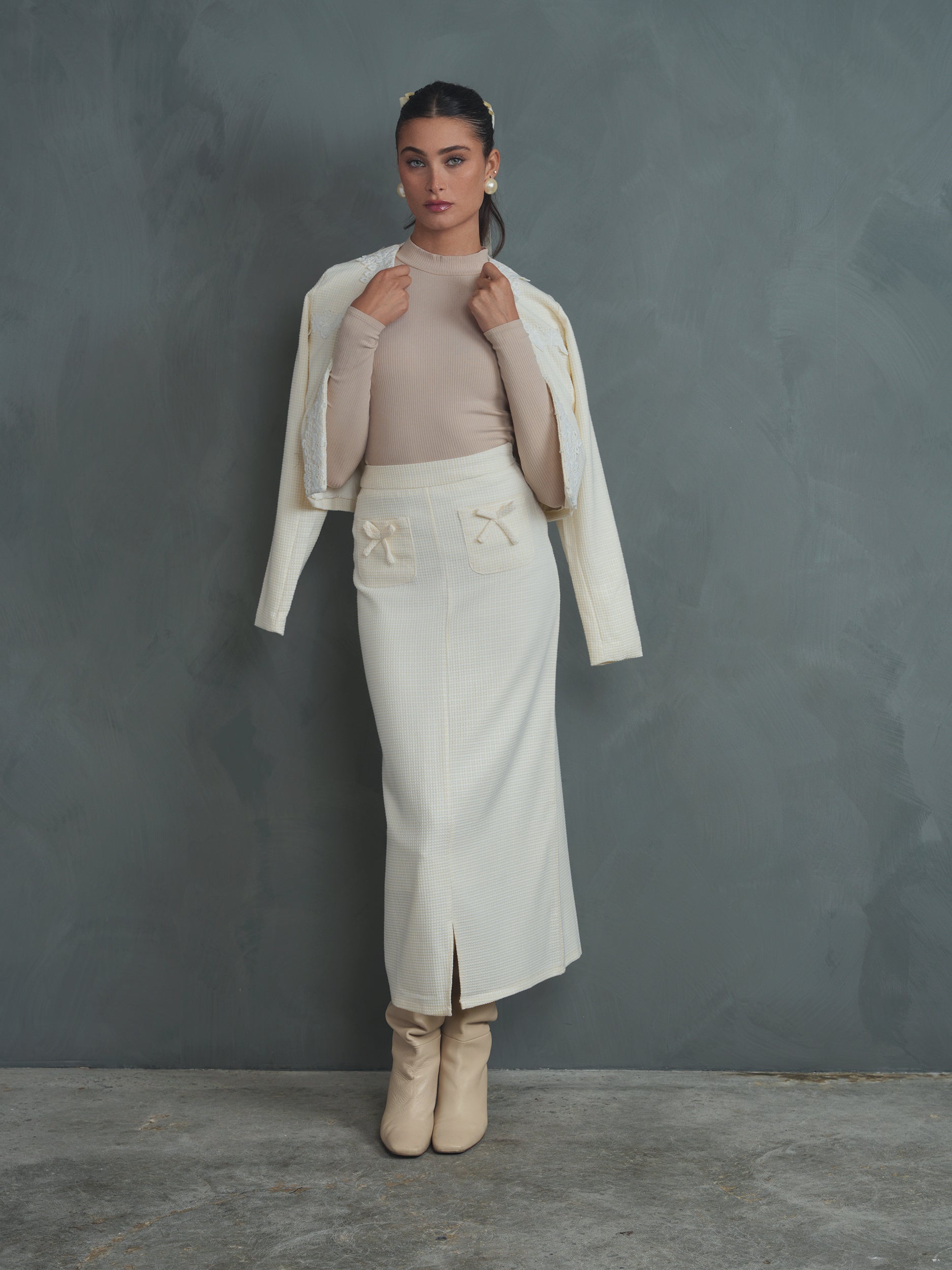 Floral Applique Tweed Jacket